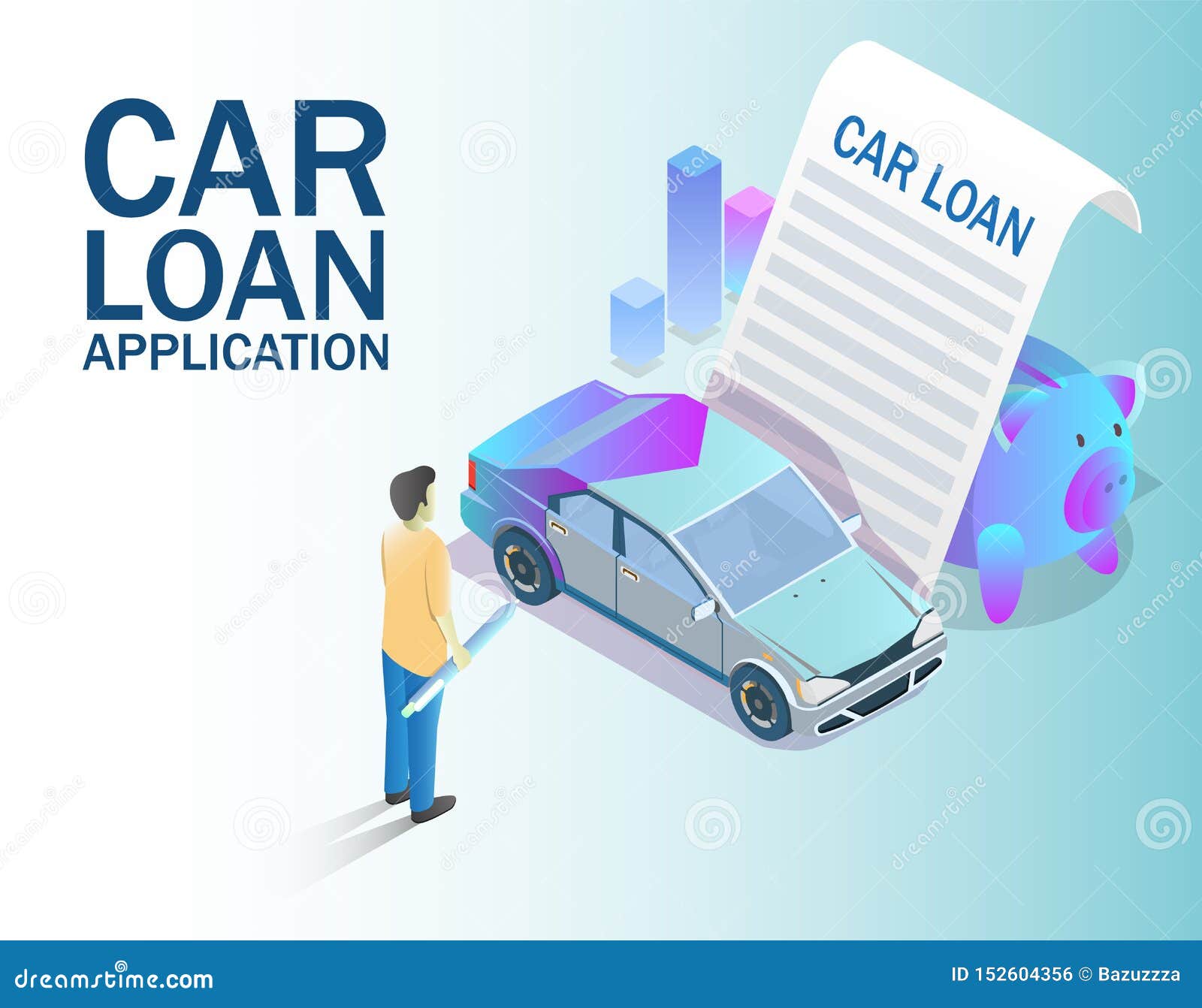 Car Loan Application Concept Vector Isometric Illustration Stock Vector