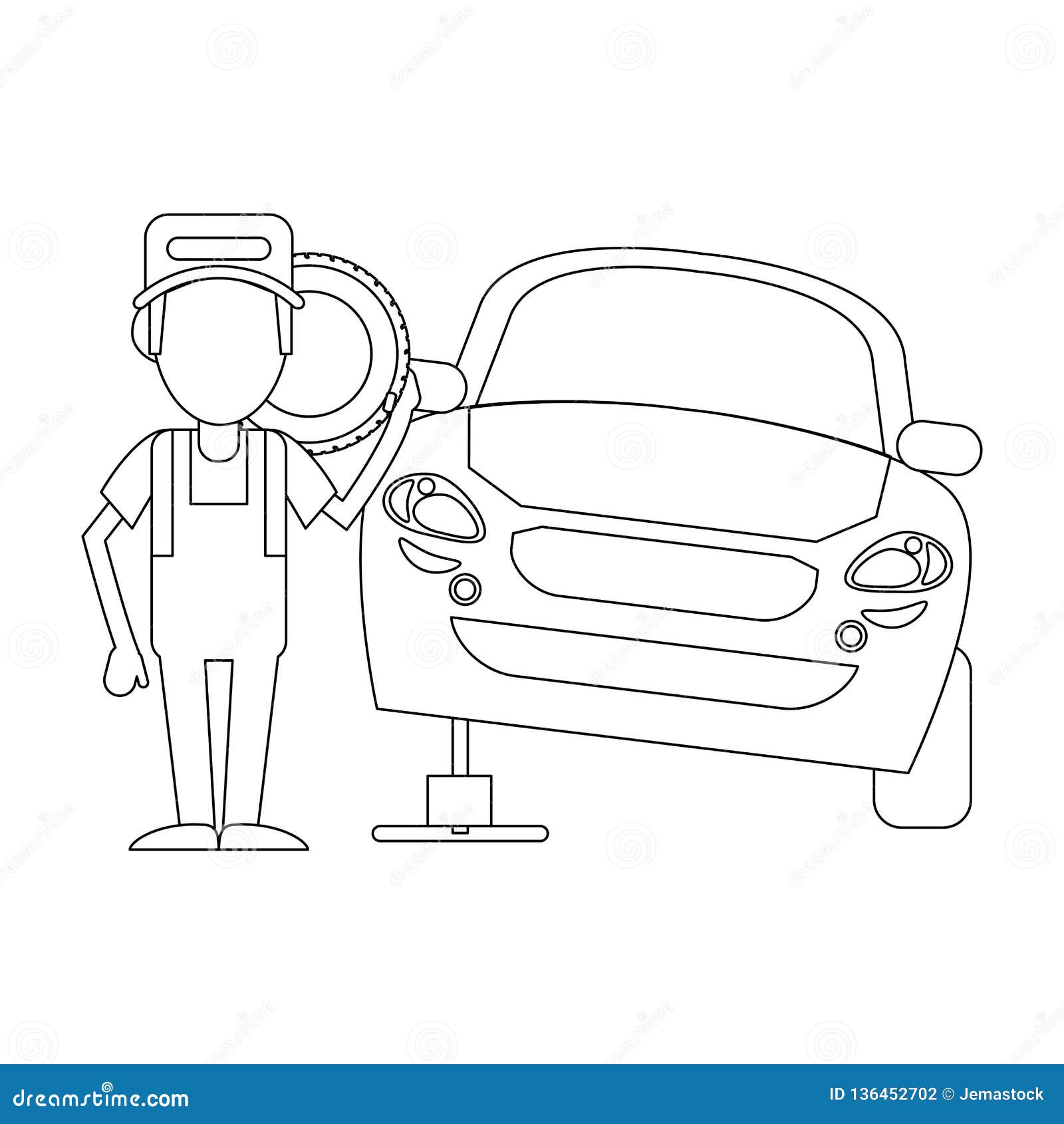 Car Mechanic Concept in Black and White Stock Vector - Illustration of ...