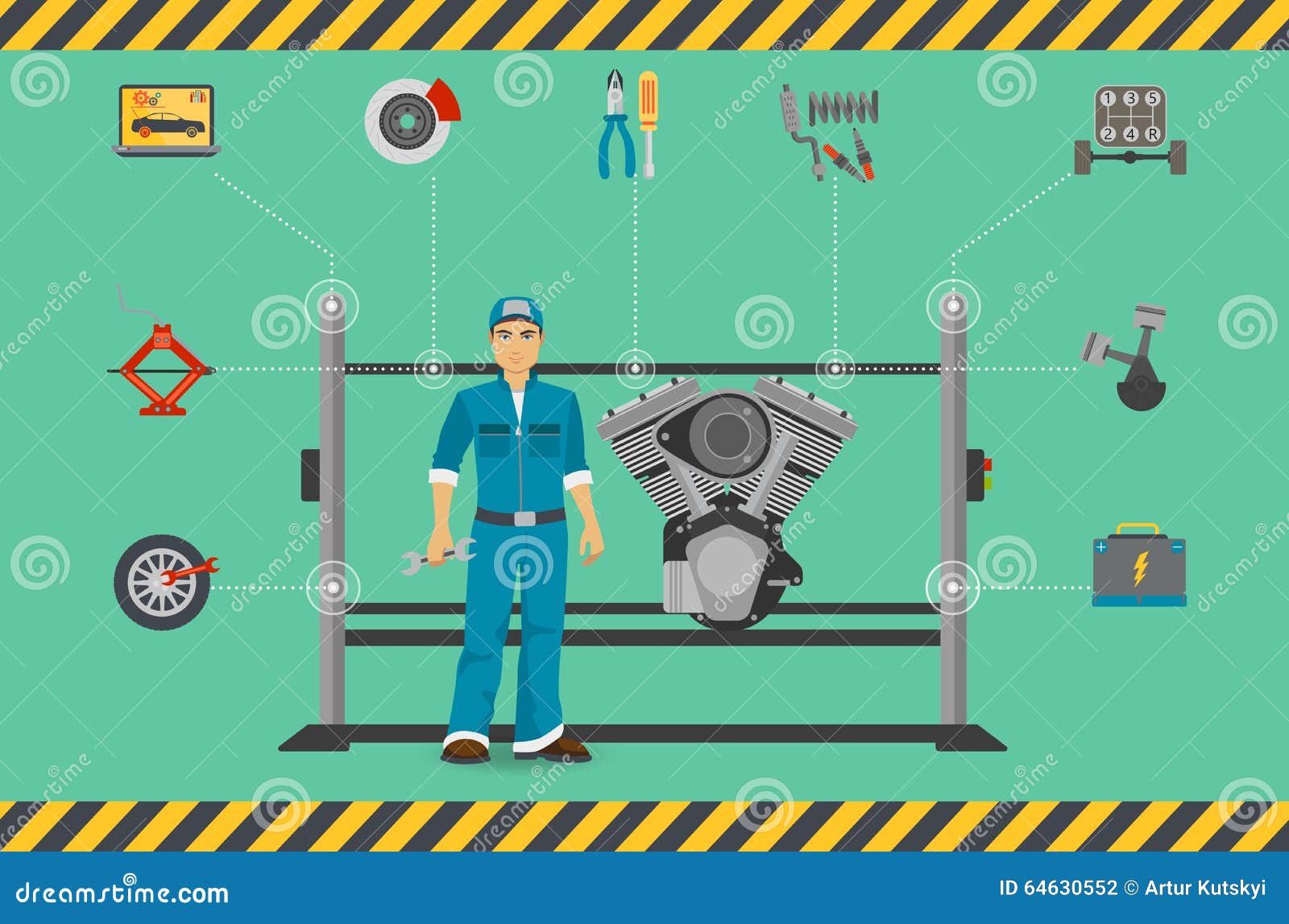 Mechanic And Car Repair Infographic Complex RoyaltyFree Stock