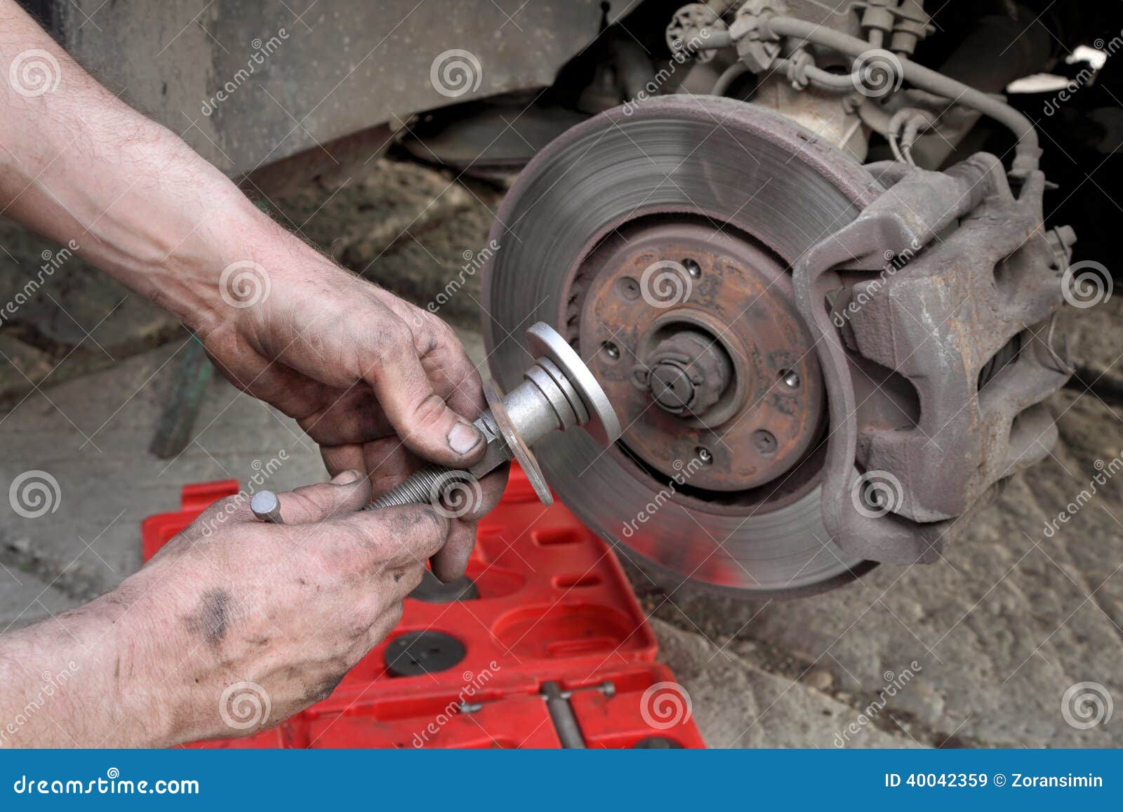 Car Mechanic Work on Disc Brakes Stock Image Image of pads, maintain