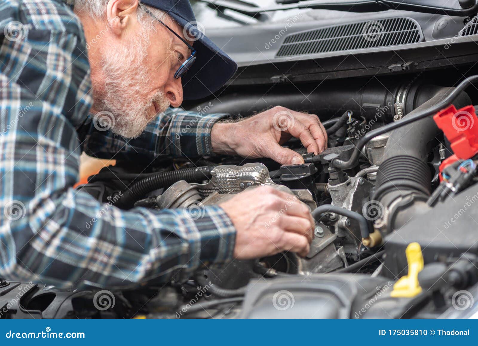 Car Mechanic Working on Car Engine Stock Photo Image of mechanical