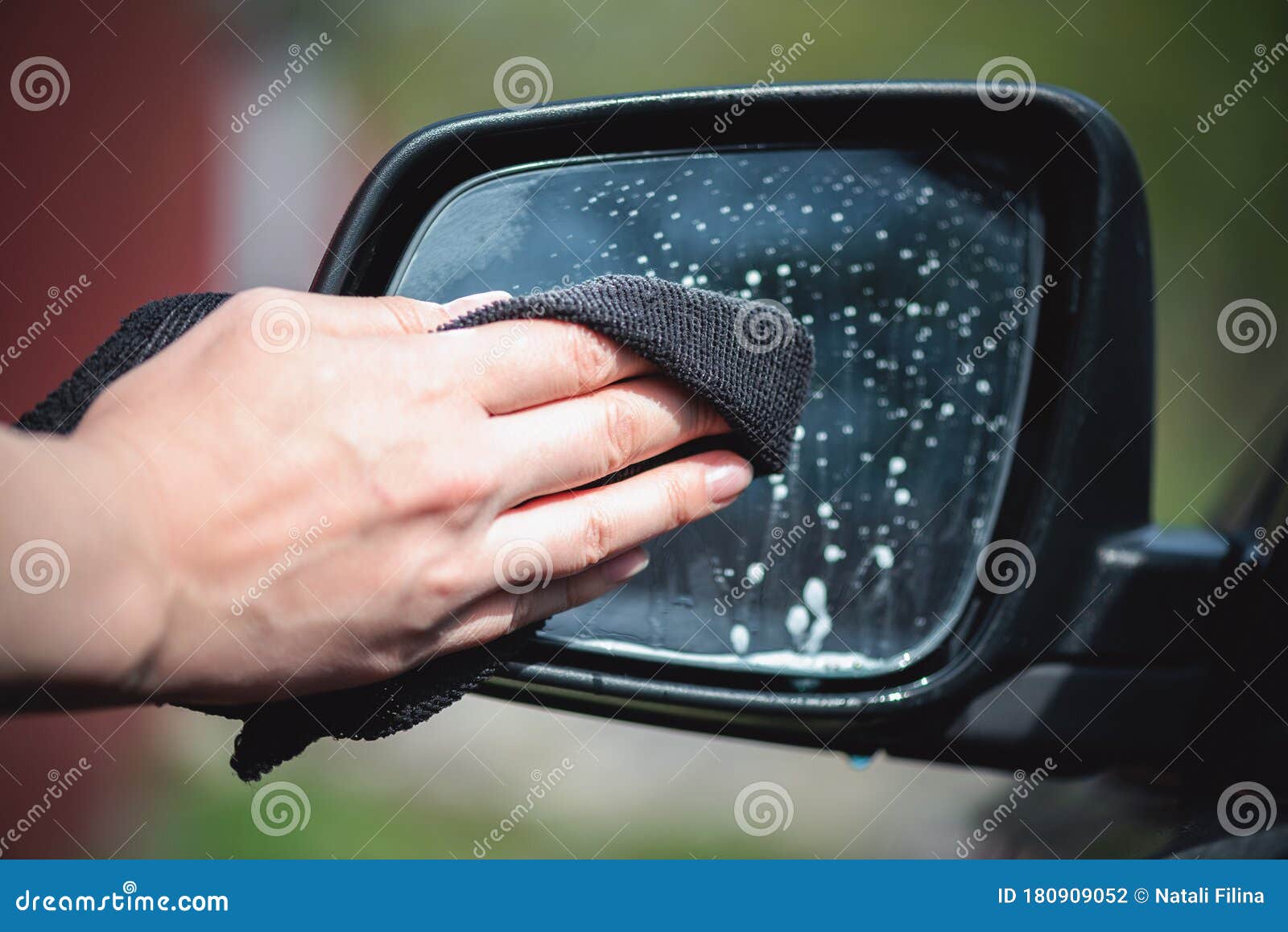 Car mirror cleaning stock photo. Image of wash, washing 180909052