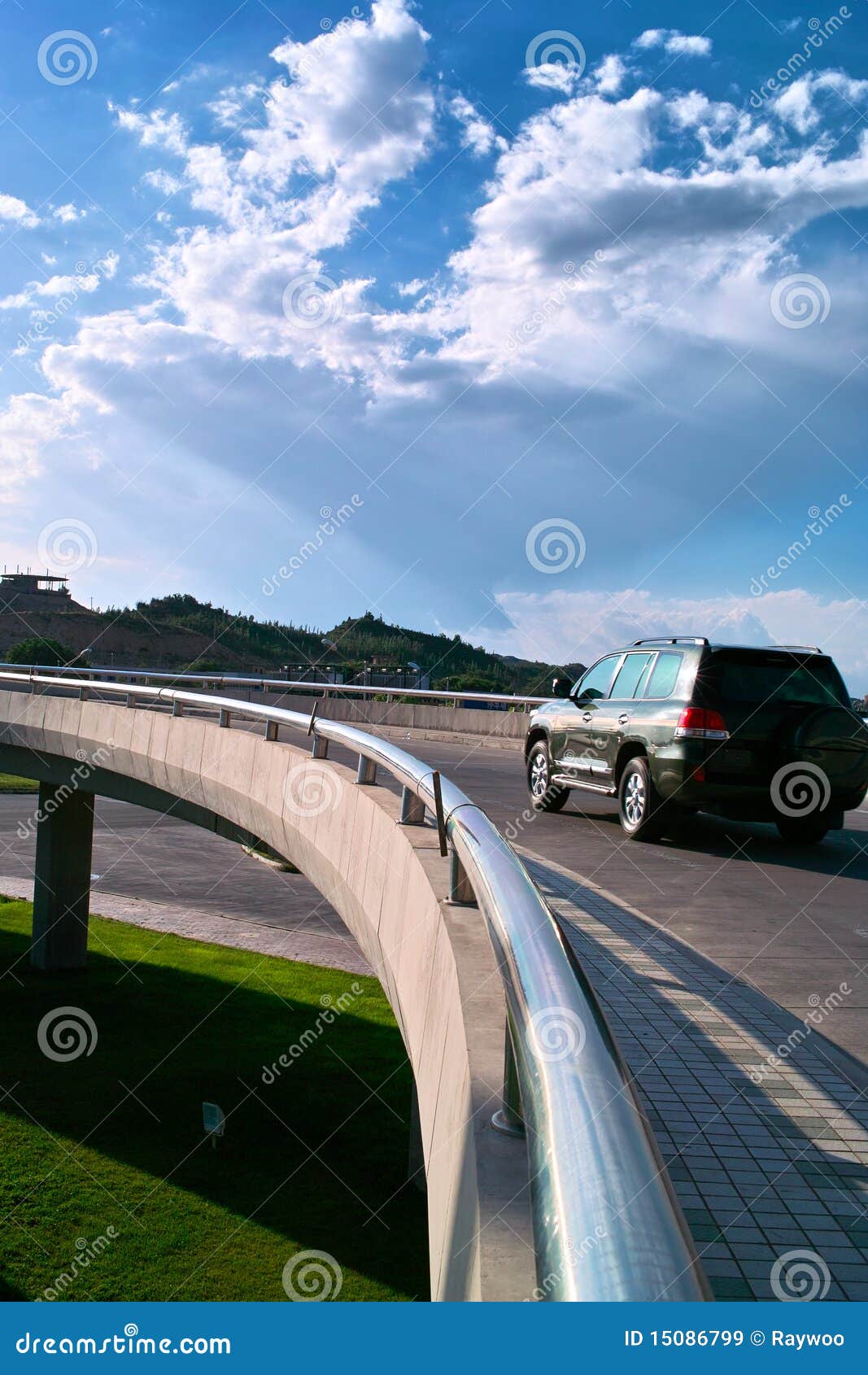 car moving on the elevated road