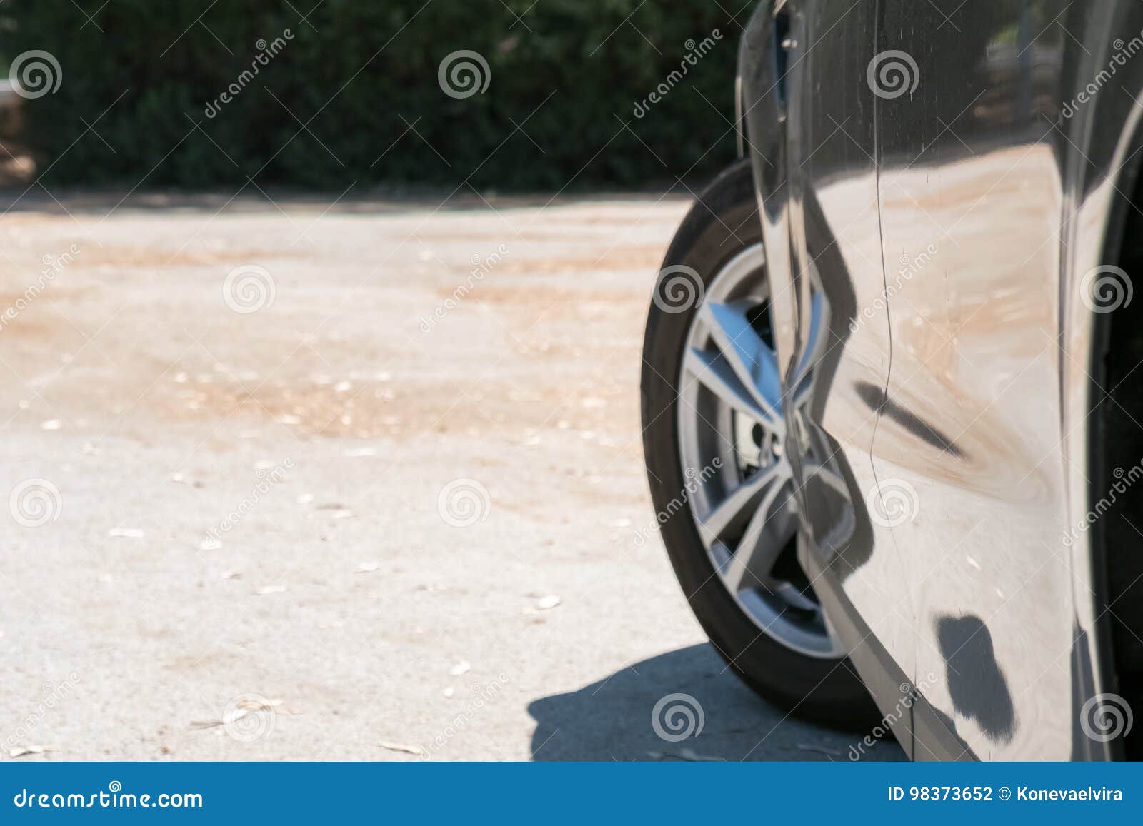 Car Moving Wheels Spinning Making Right Turn Stock Photo - Image