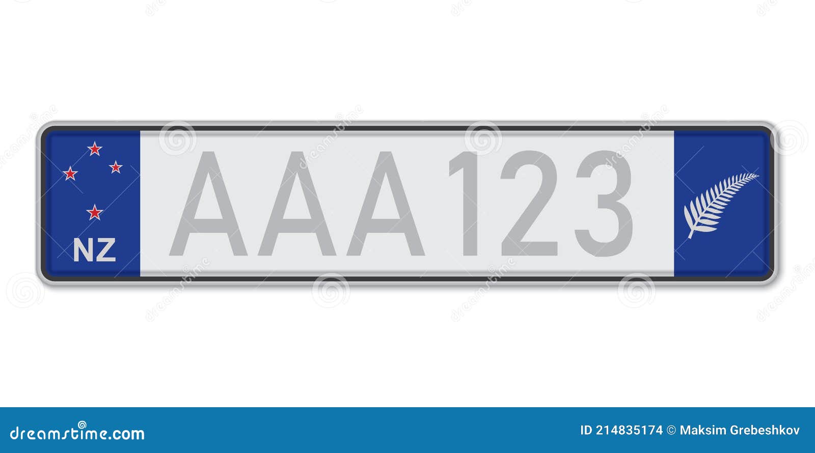 Car Number Plate . Vehicle Registration License of New Zealand Stock