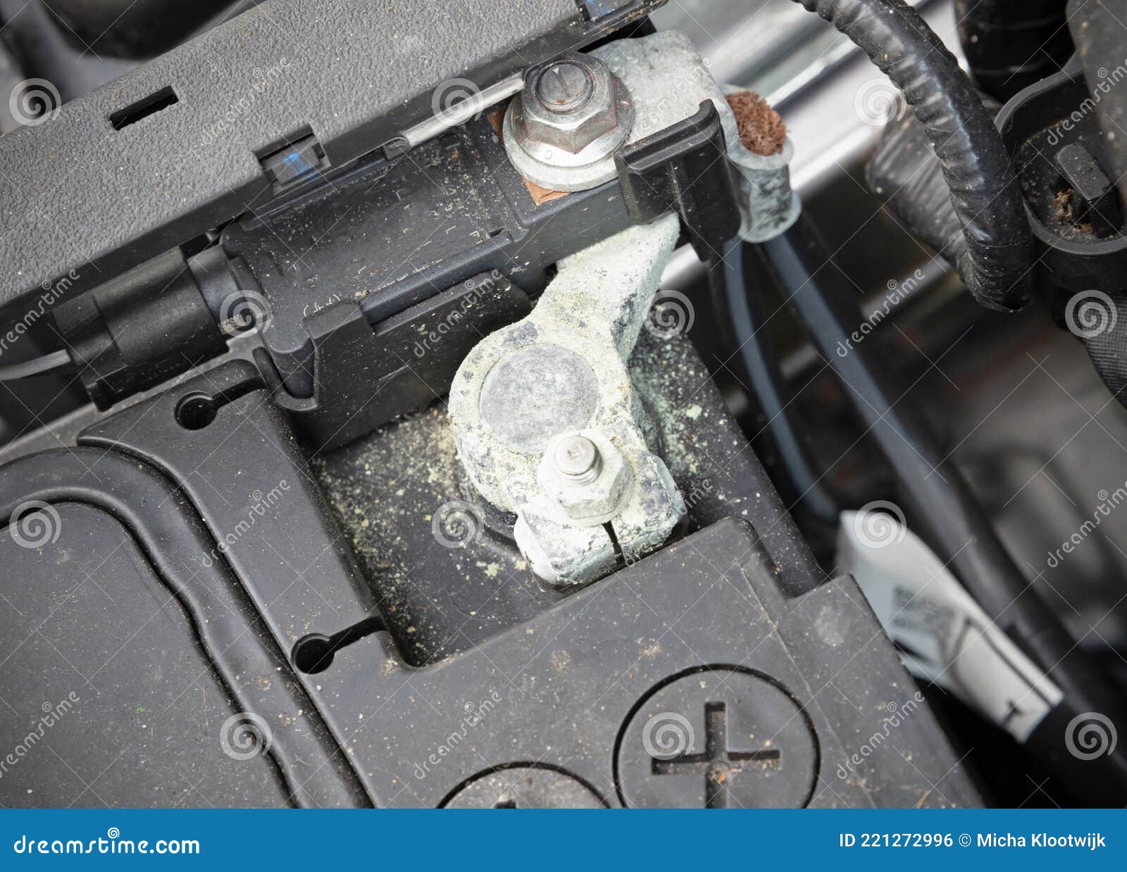 Car with Open Hood Battery Stock Photo Image of service, broken