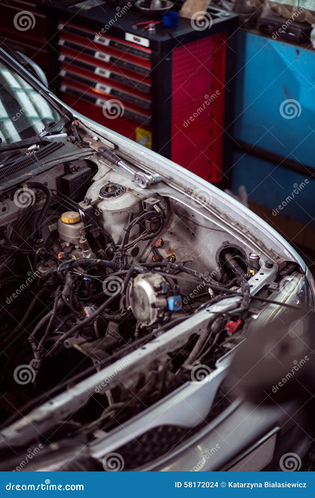 Car with open hood stock photo. Image of repairing, hood 58172024