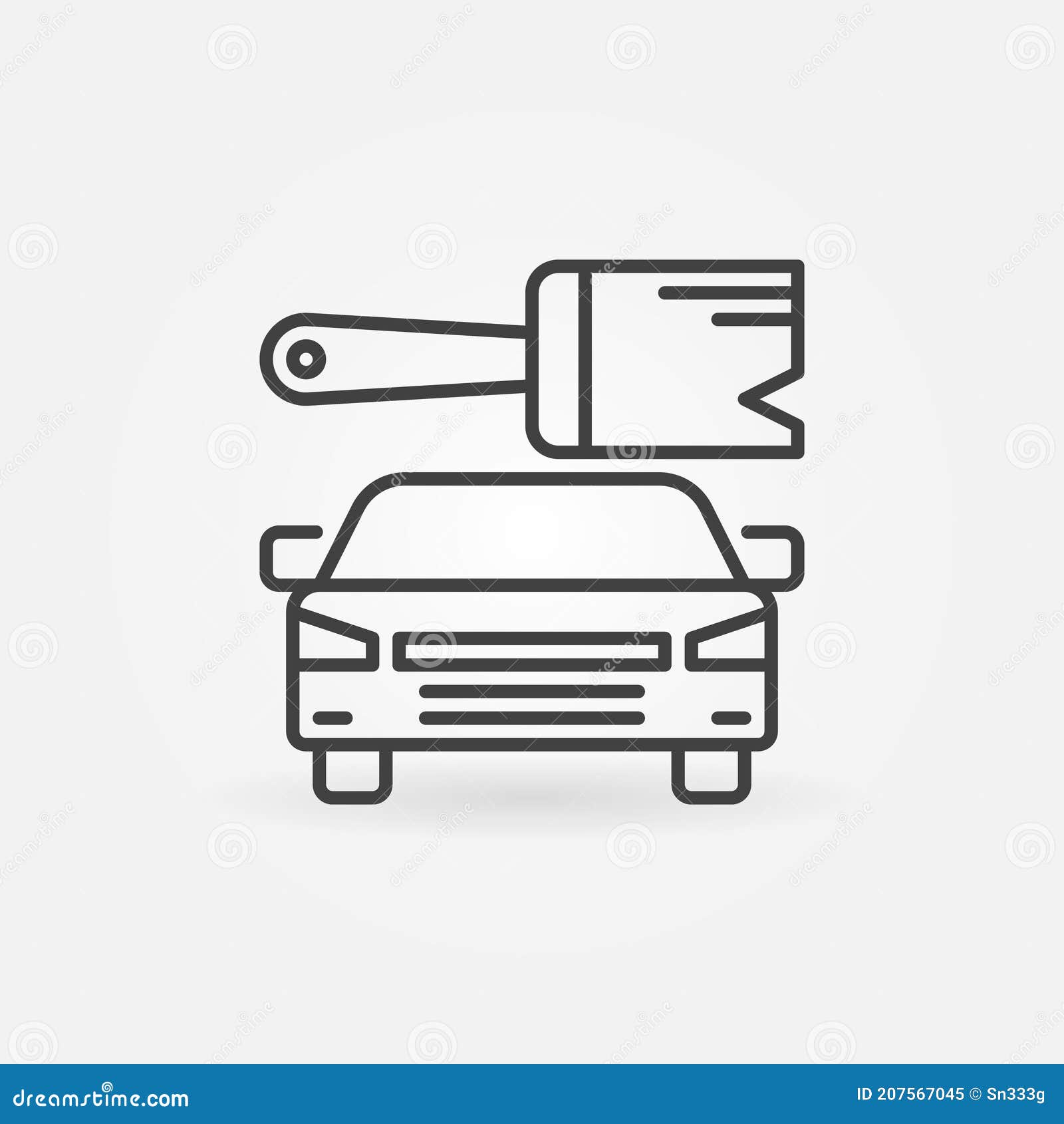 Car with Paint Brush Outline Vector Concept Icon Stock Illustration