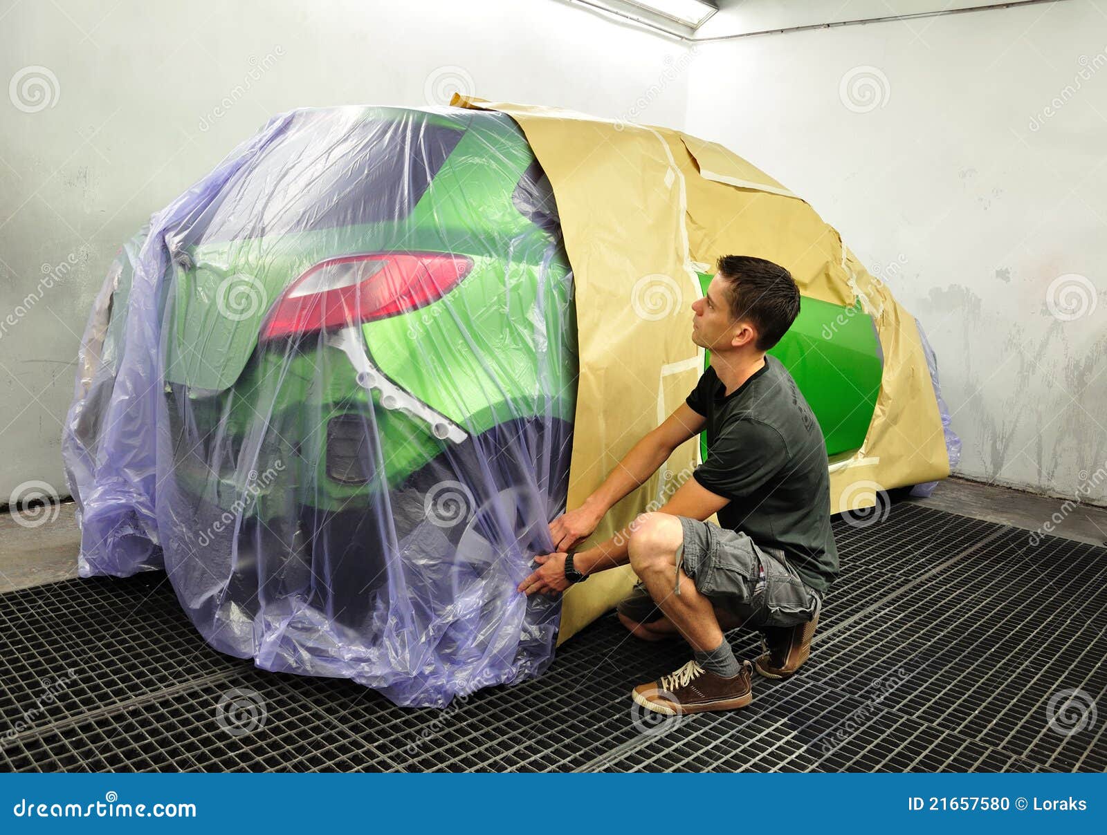 Car painting preparation.. stock photo. Image of paper 21657580