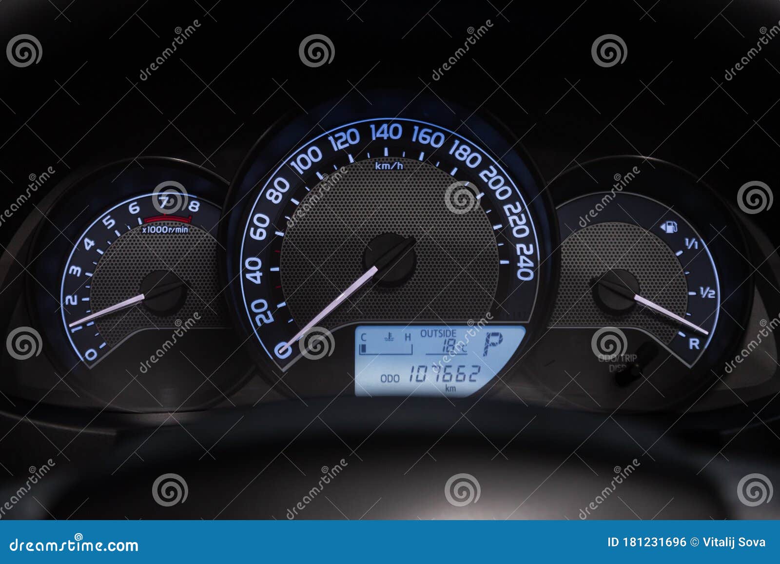 Car Panel, Digital Bright Speedometer Stock Photo Image of vehicle, modern 181231696