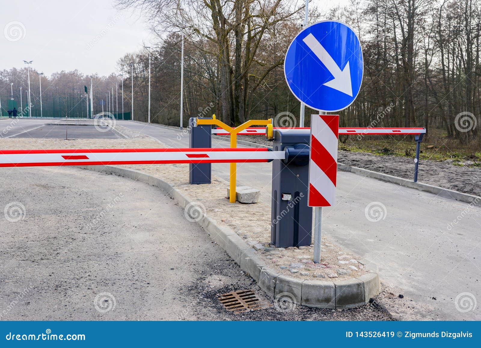 Car Parking with Entry and Exit Control Barriers Stock Image Image of