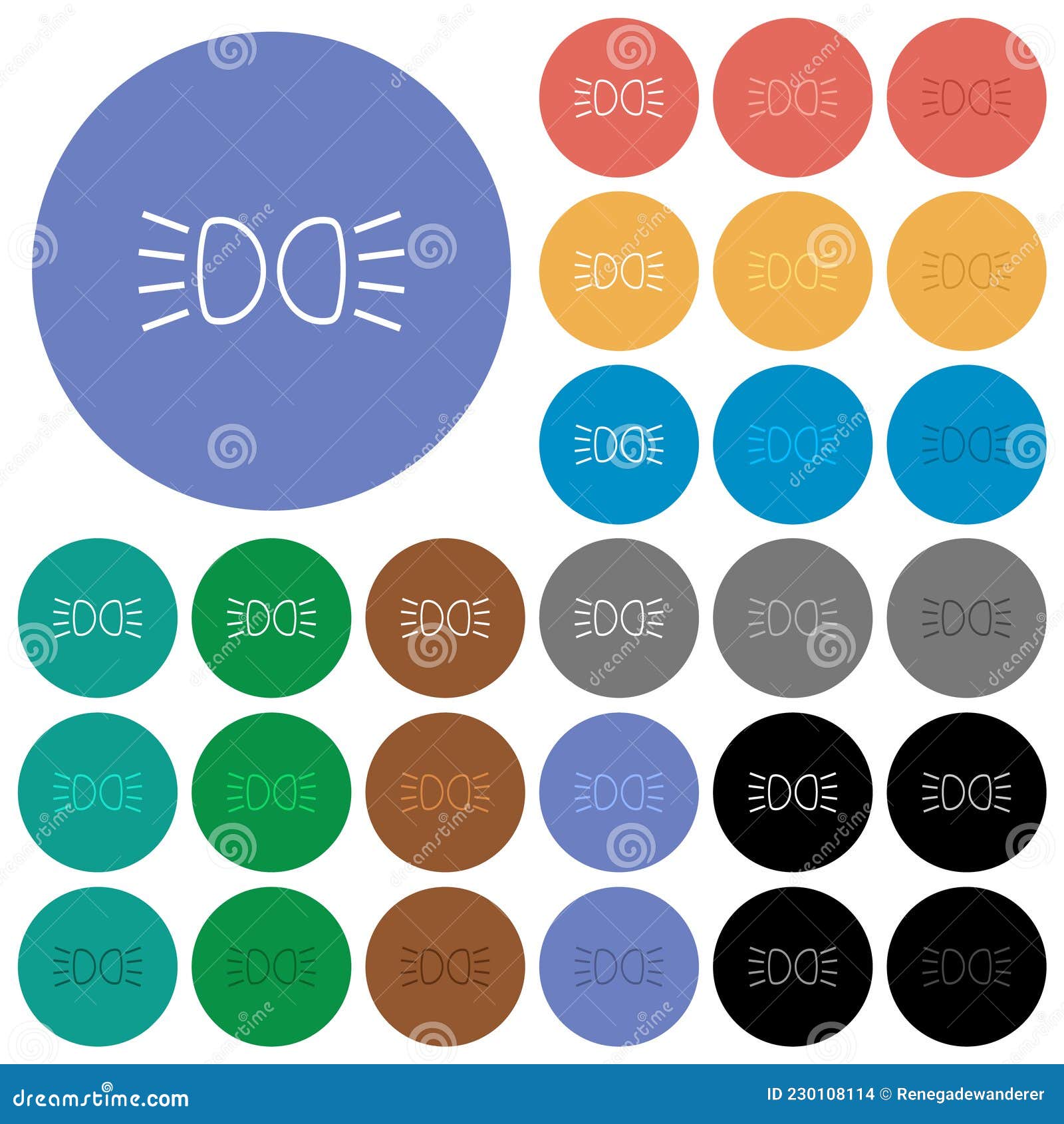 Car Parking Lights Indicator Round Flat Multi Colored Icons Stock