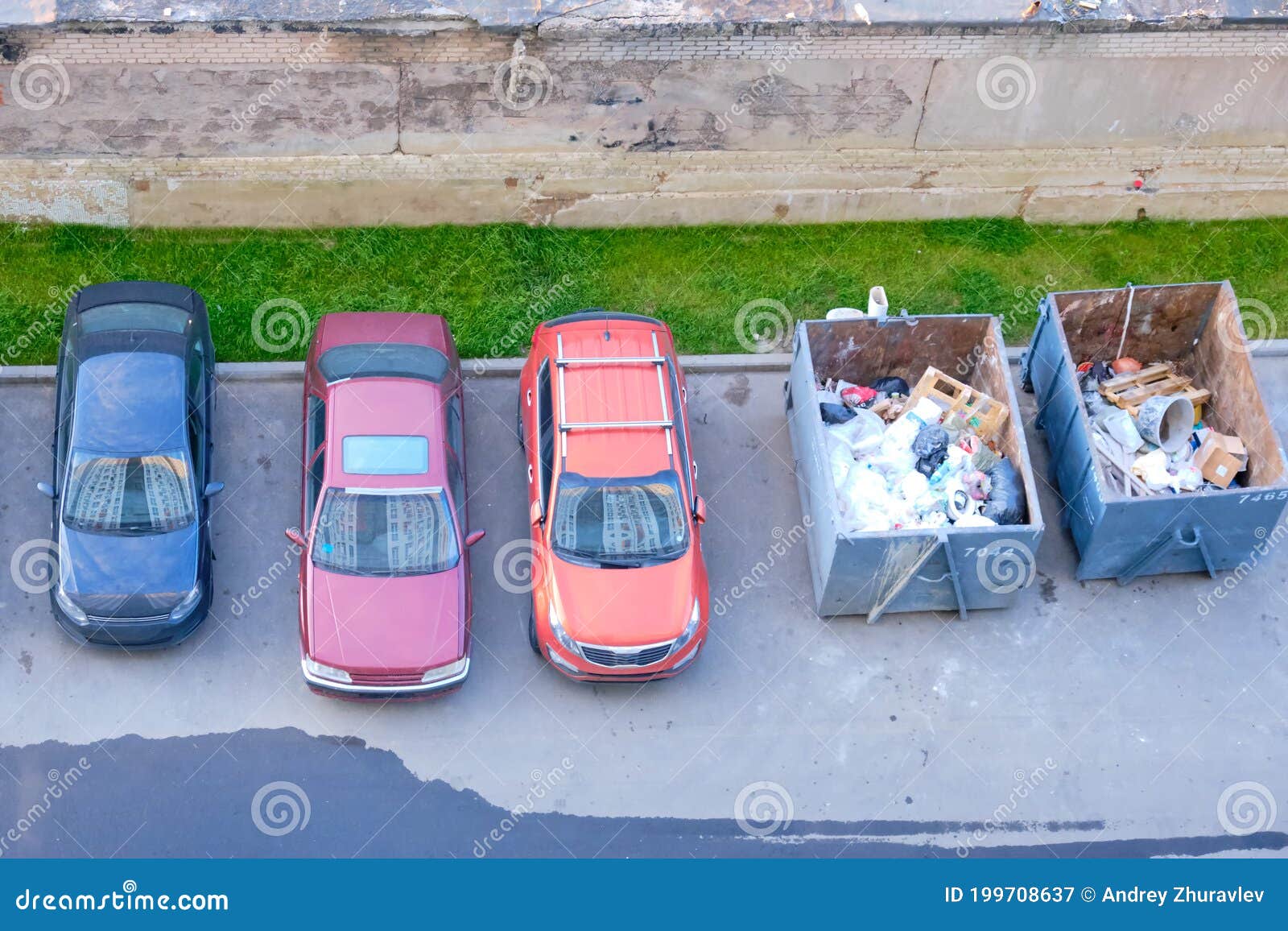 Car Parking and Rubbish Dump, Top View Stock Image Image of pollution