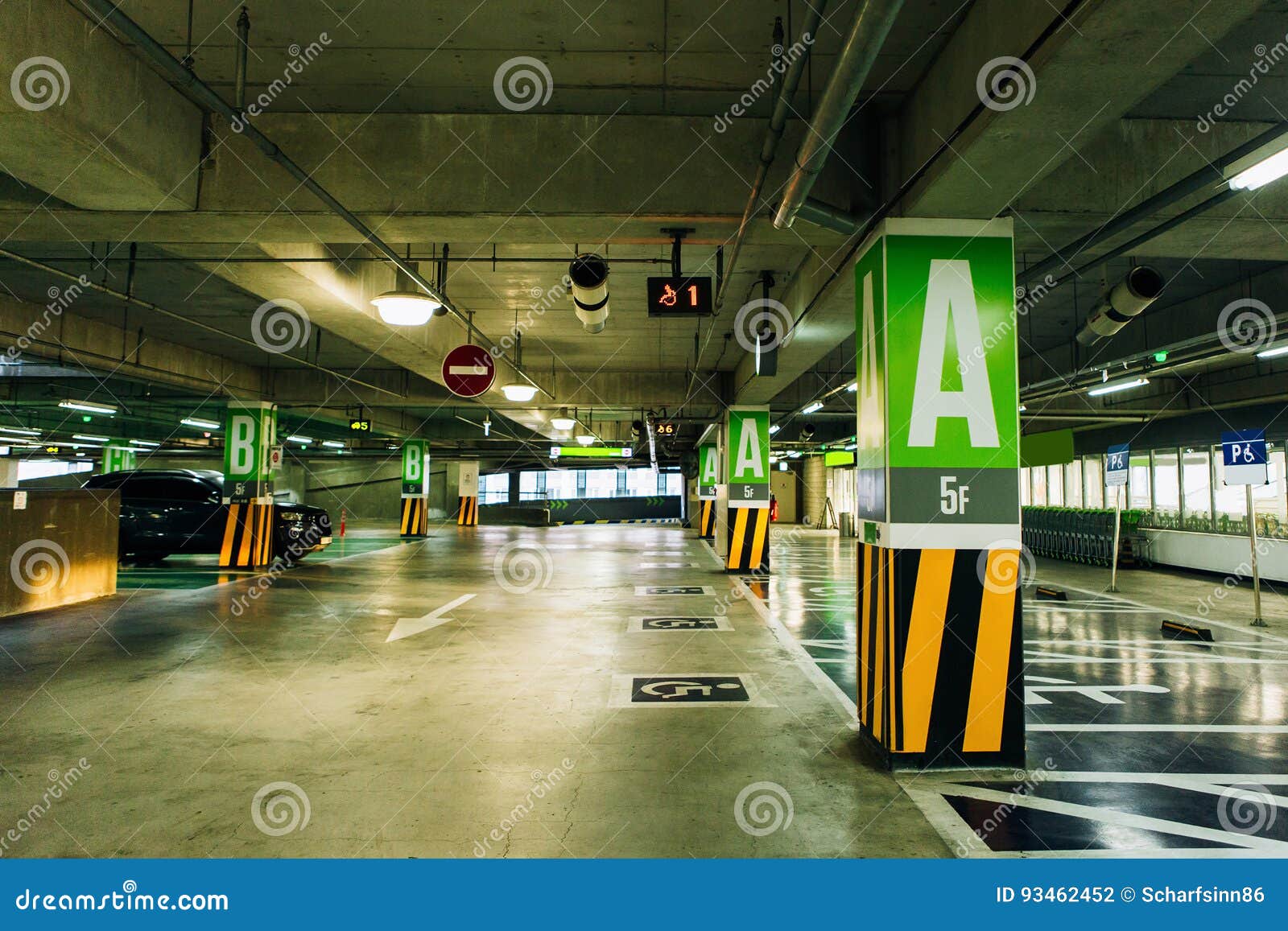 Car Parking with Sensors and Electronic Information Displays. Stock ...