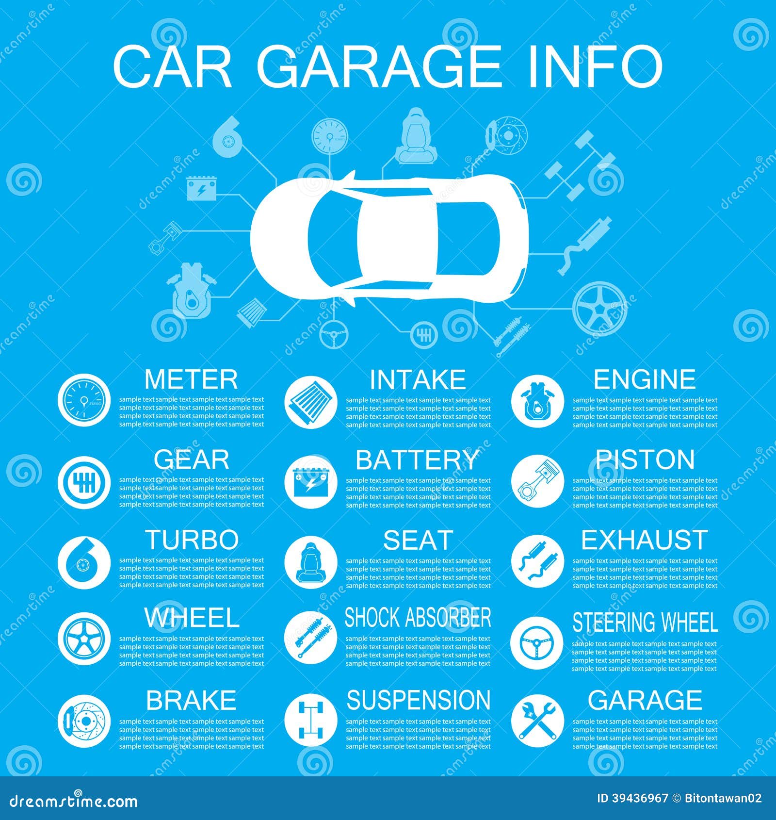 Car part information stock vector. Illustration of automobile 39436967