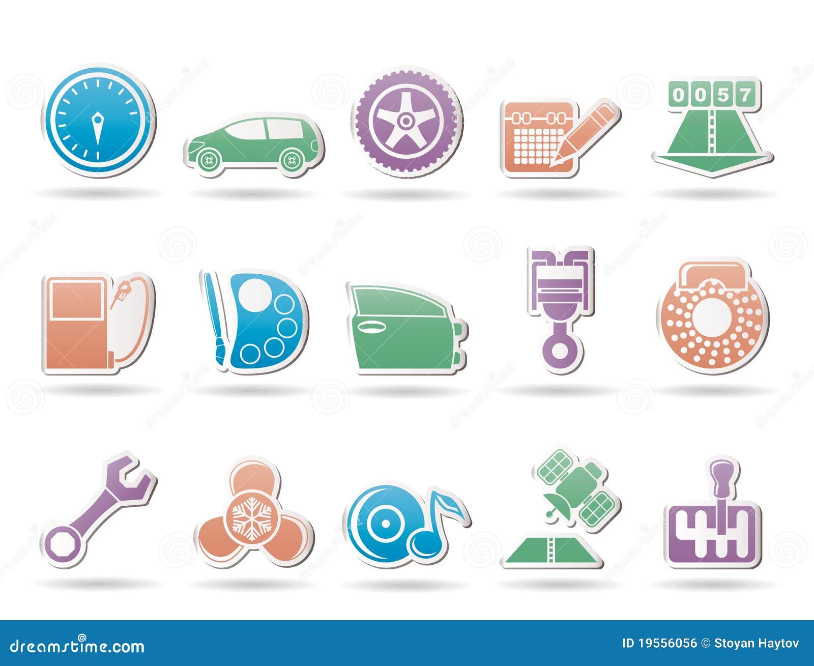 Car Parts, Services Characteristics Icons Stock - Illustration music, cylinder: 19556056