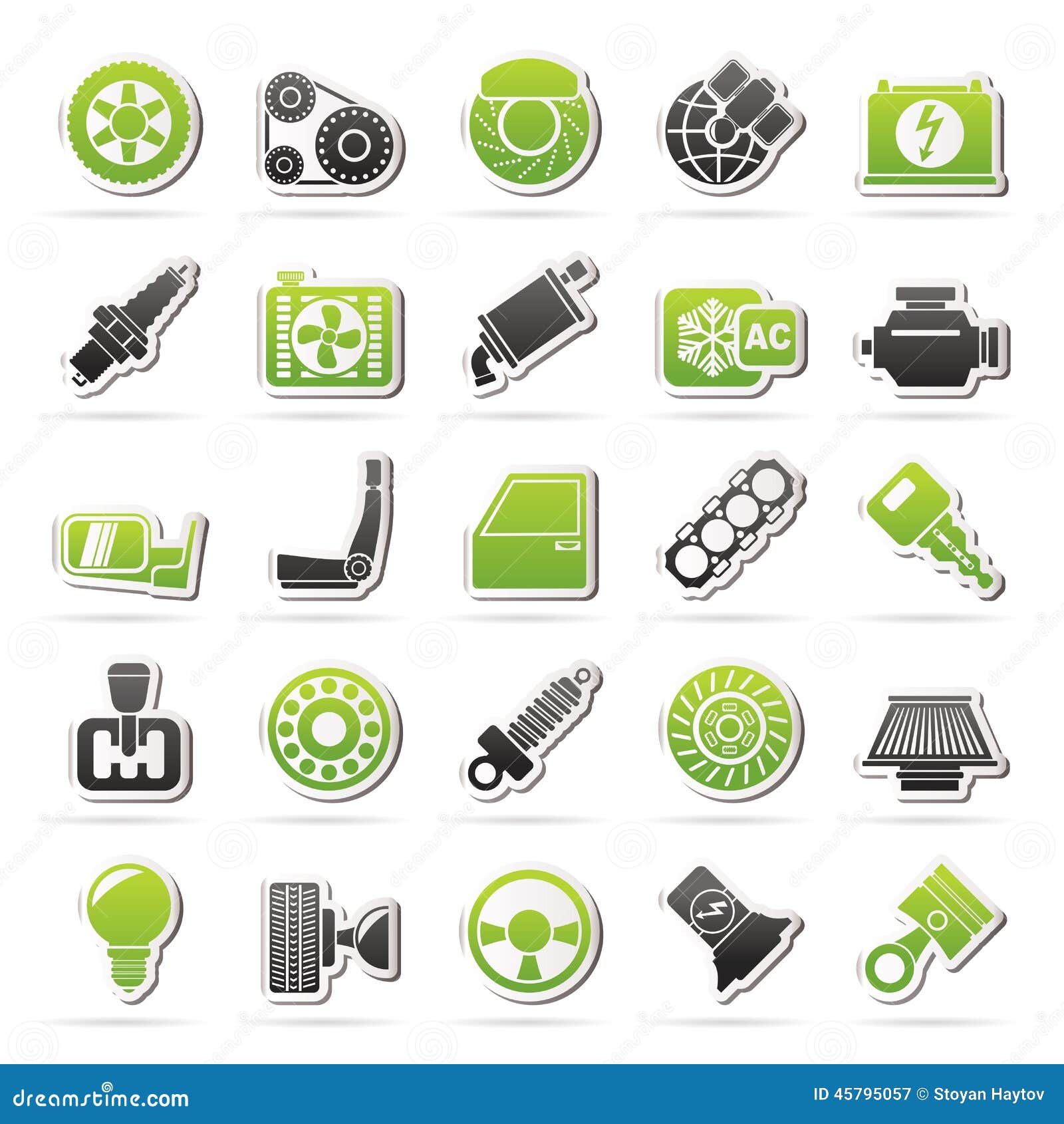 Car Parts And Services Icons Stock Vector Image 45795057