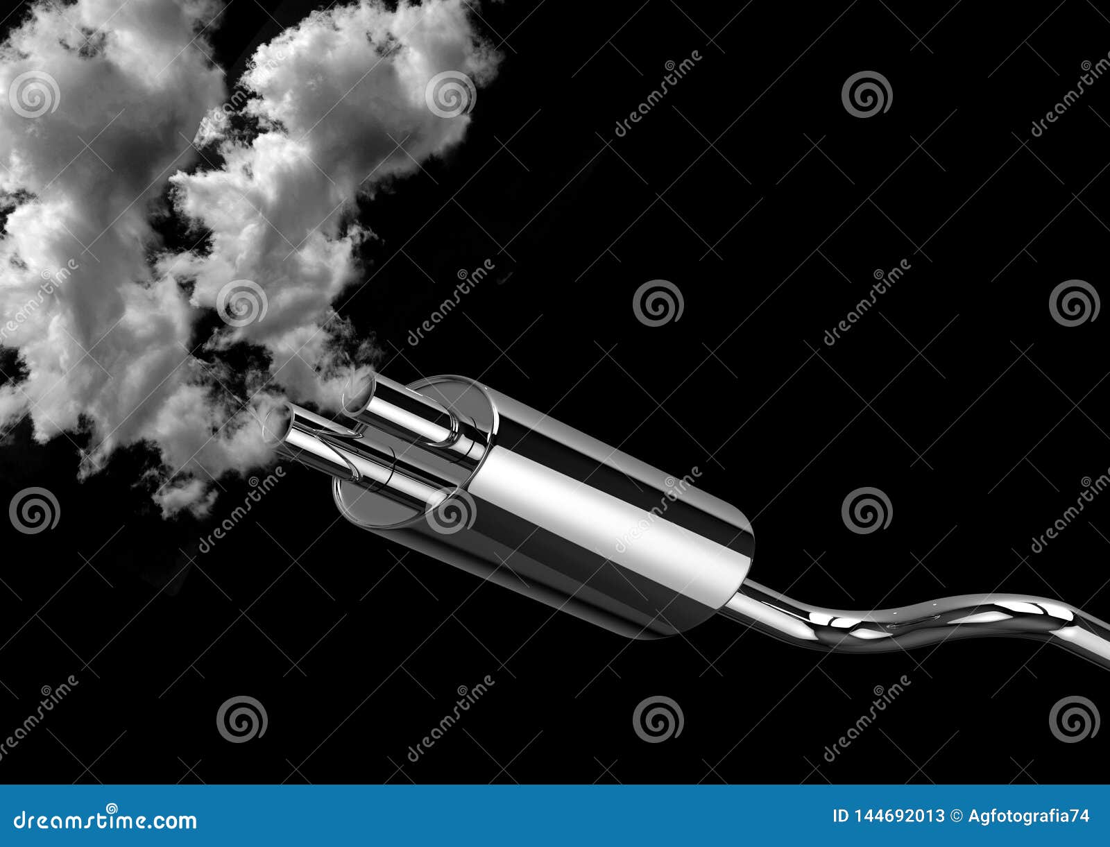 Car Pipe Exhaust Fumes and Smoke Isolated Over Black Background ...