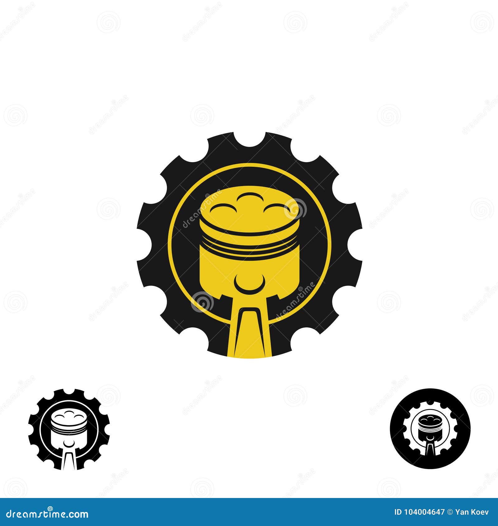 Car Piston with Pulley Gear Tech Logo Stock Vector Illustration of