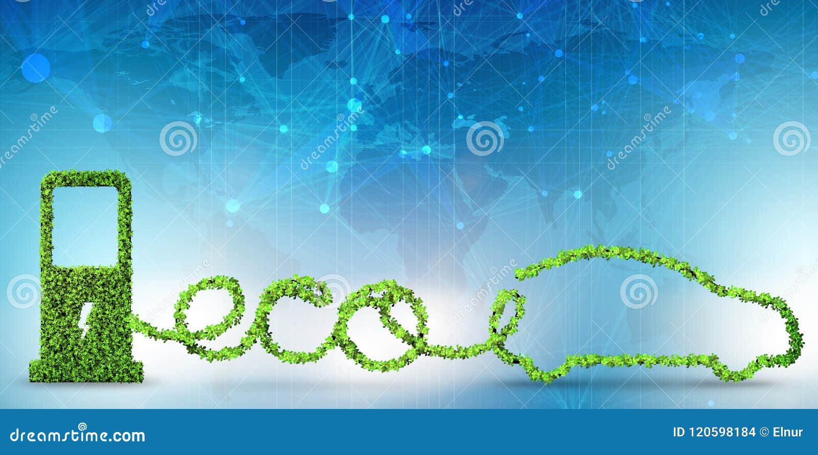 The Car Powered by Alternative Fuel 3d Rendering Stock Illustration