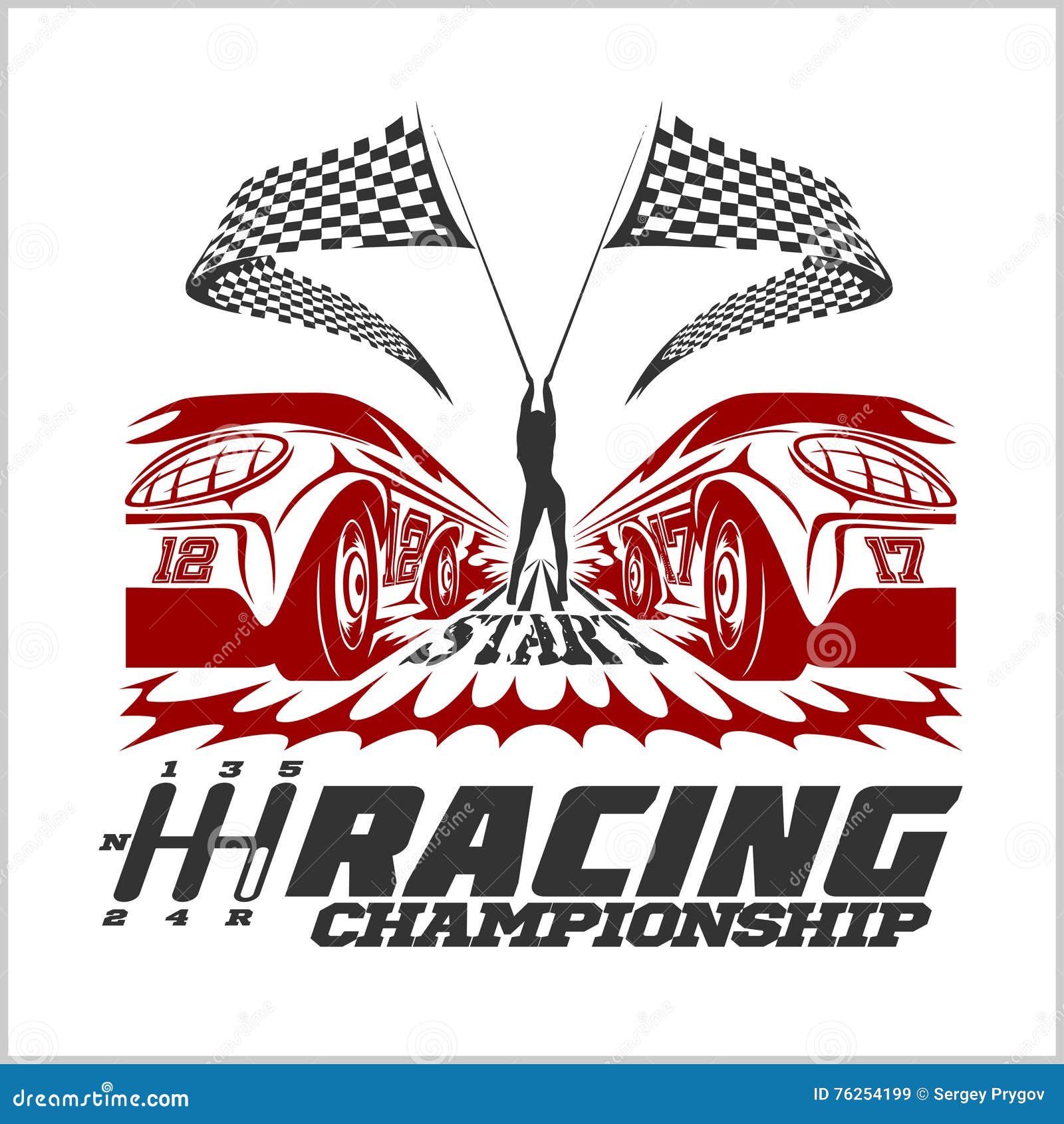 Car Racing Emblem and Championship Race Badge Stock Vector