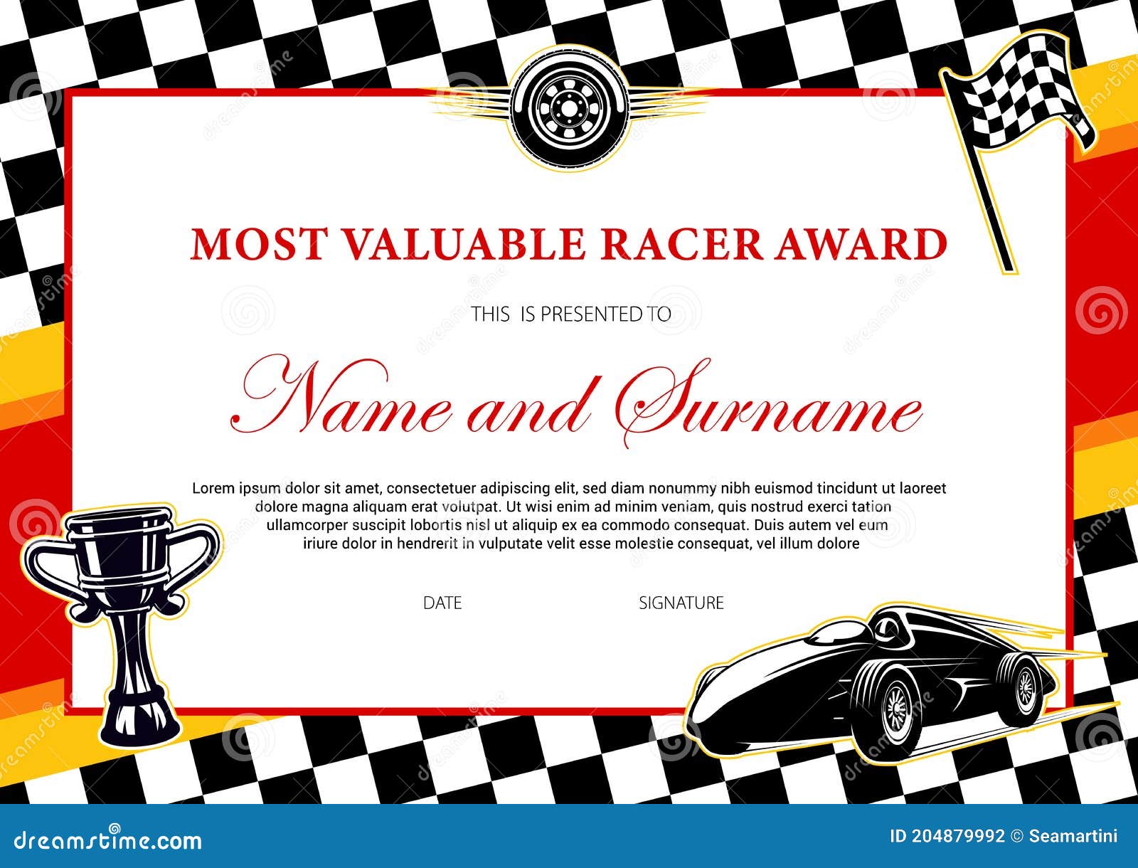 Premium Vector  Race ticket with sport car illustration with