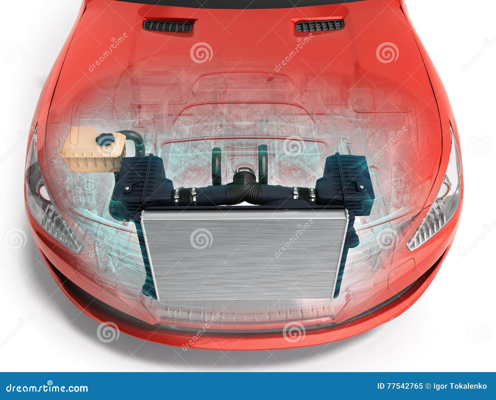 Car Radiator Inside the Car 3d Render on White Stock Illustration