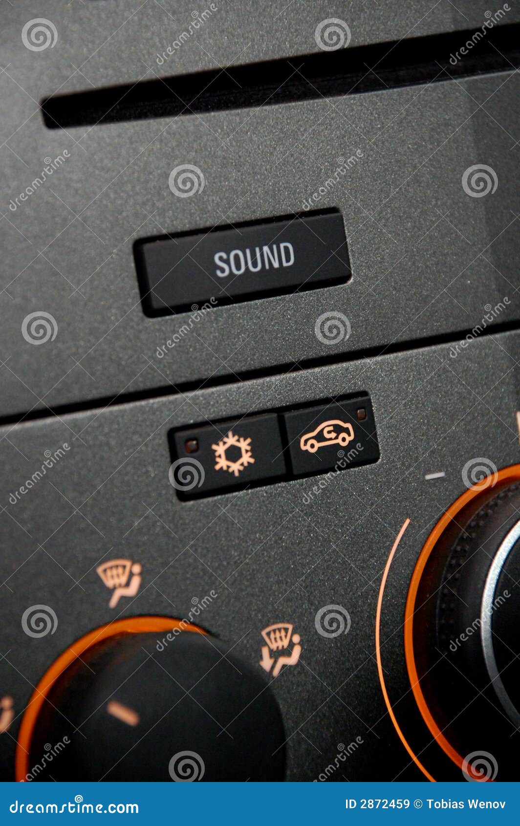 A Car Radio with Light Orange Stock Image Image of sound, indoors