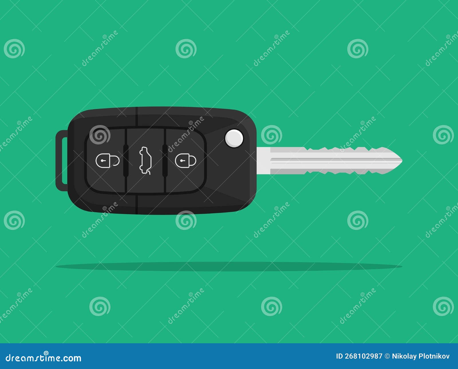 Car Remote Key Isolated on White Background. Electronic Car Key and