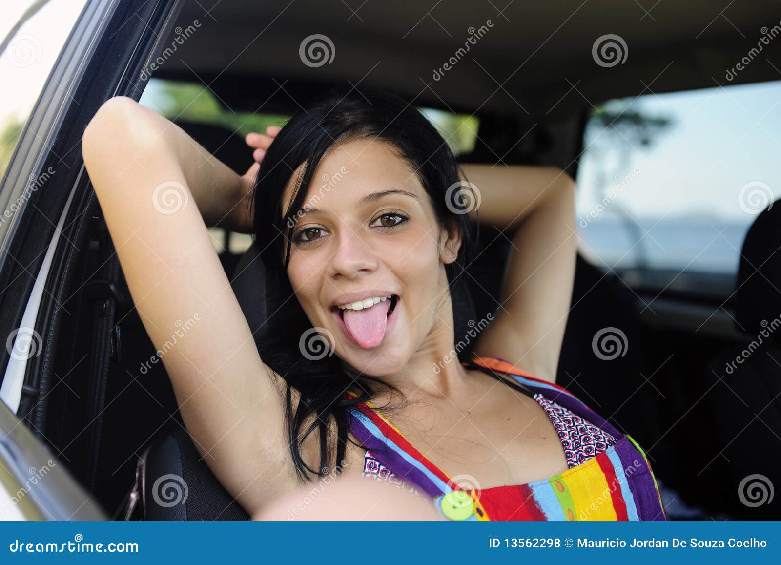 Car Rental Teenage Girl In Car Stock Photo Image Of Stick