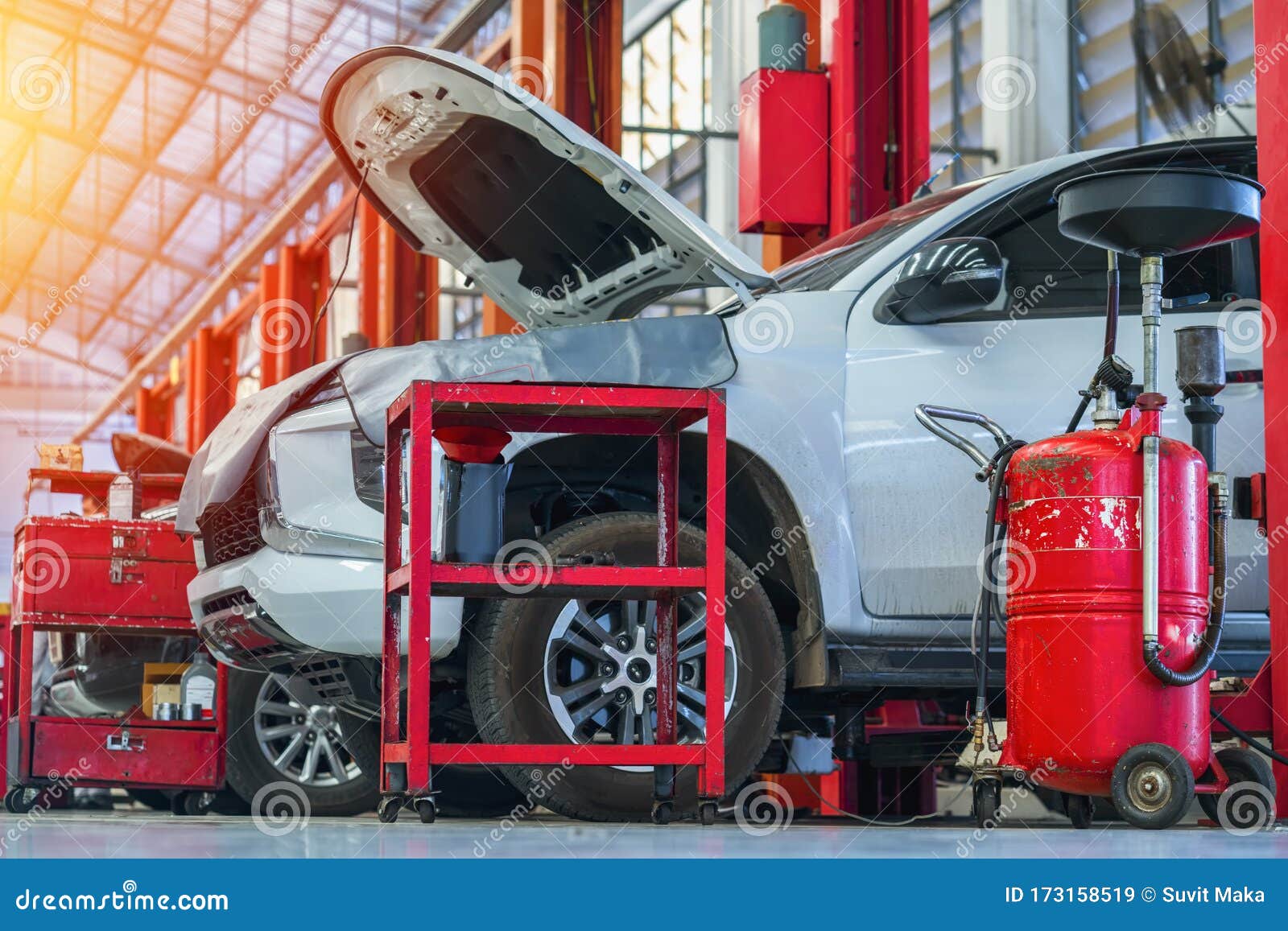 Car Repair In Garage Service Station Repair Stock Image Image of