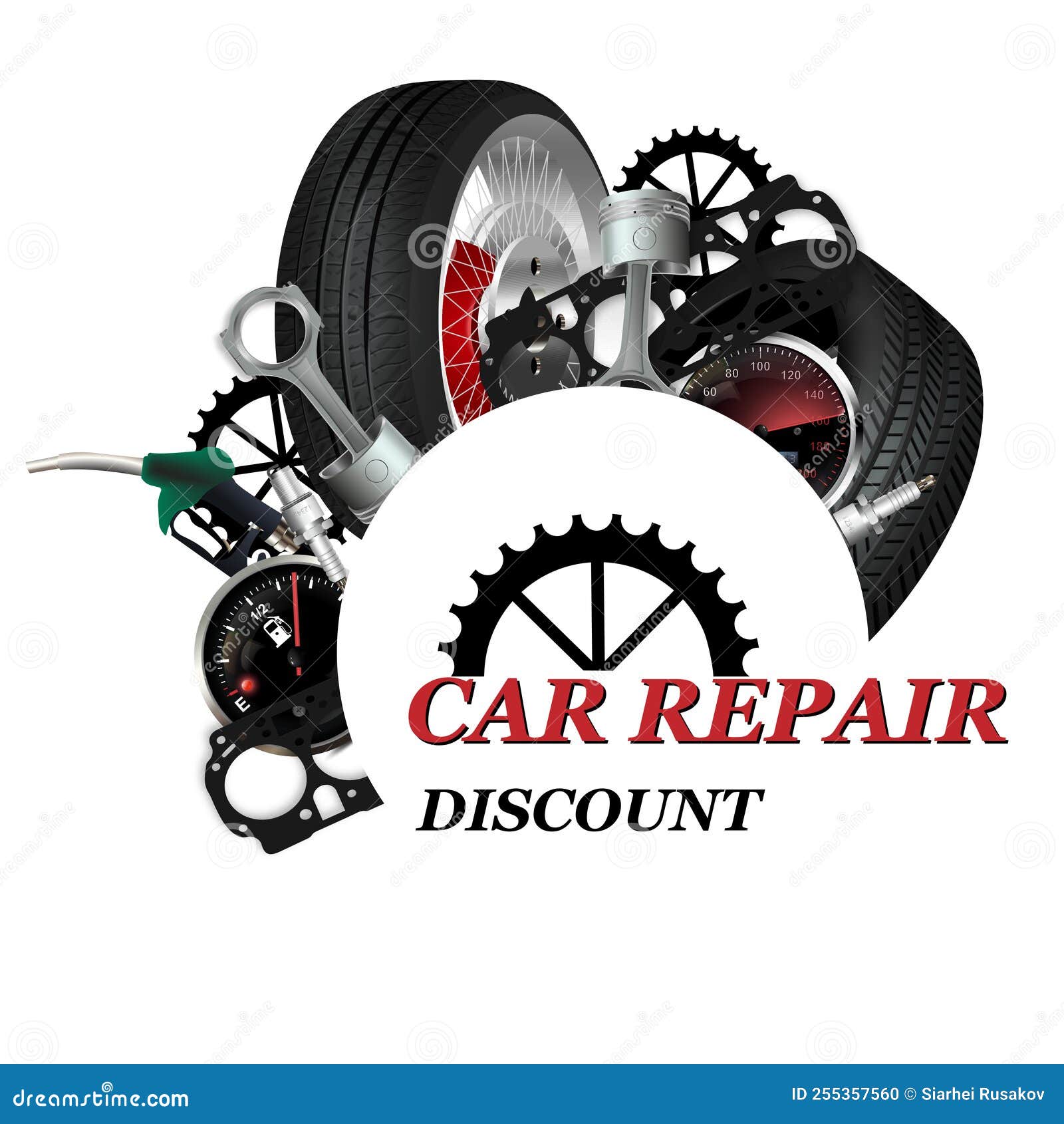 Car Repair. Symbolic Logo, Flyer, Label for a Car Repair and Service