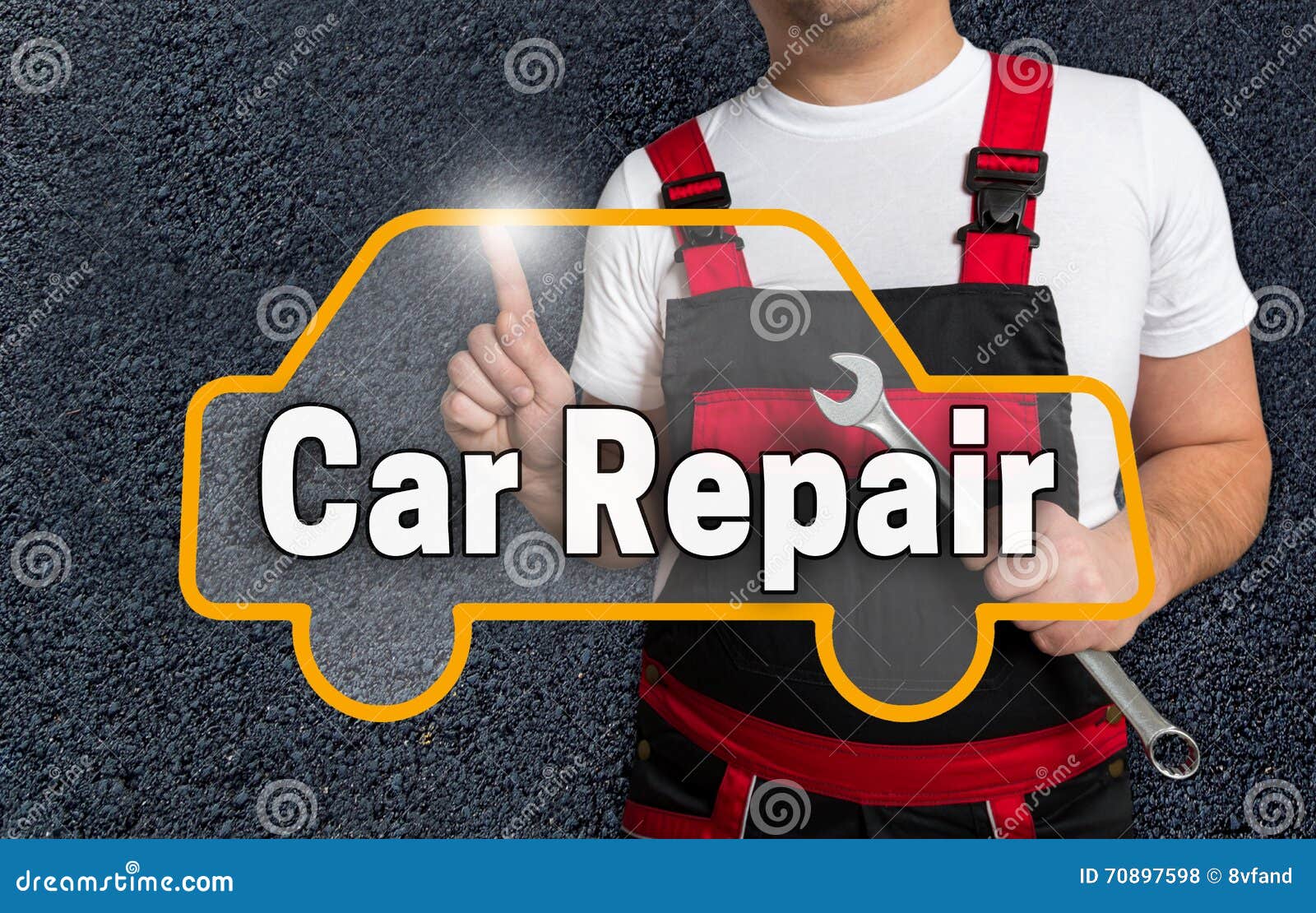 Car Repair Touchscreen is Operated by Auto Mechanics Stock Photo