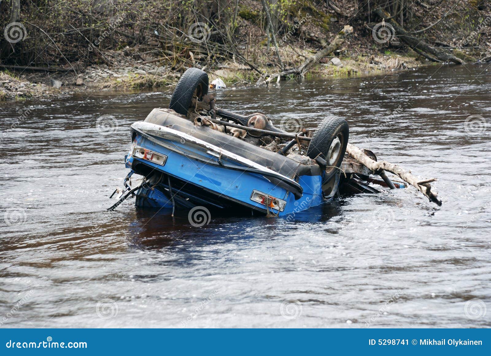 Car in the river stock image. Image of river, pollution 5298741