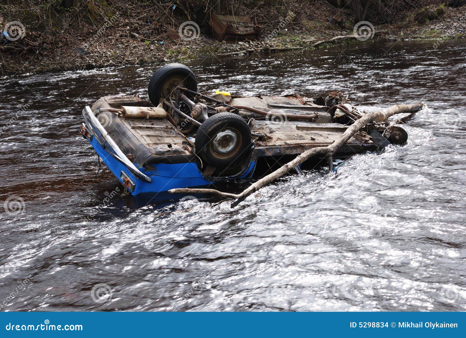 Car in the river stock photo. Image of inundation, water 5298834