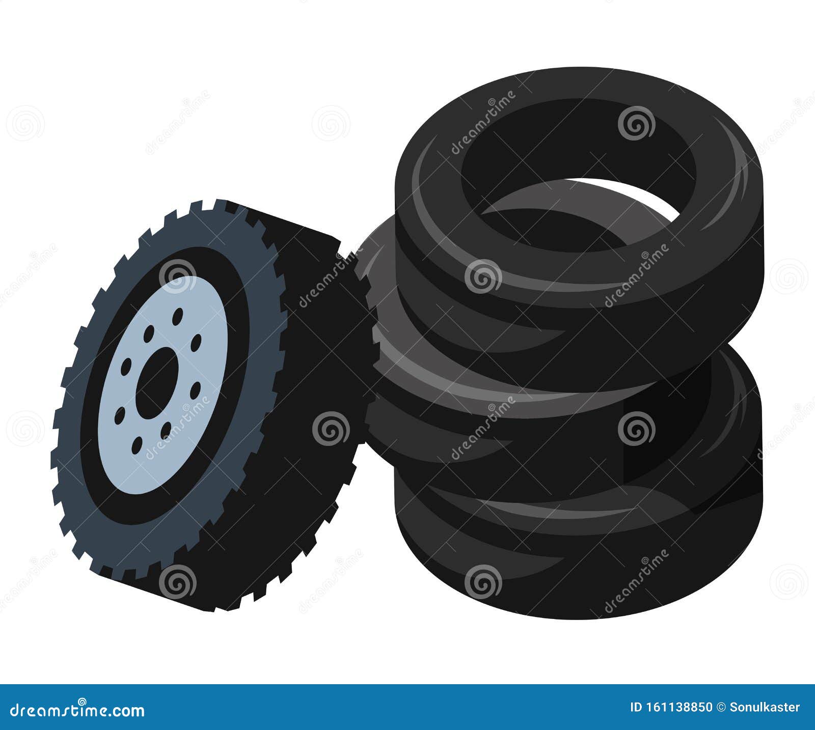 car runner tyres in pile, vehicle service and equipment