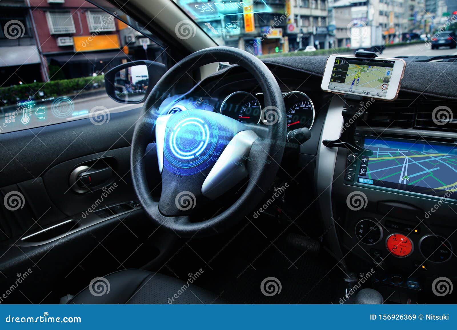 autonomous car, autopilot vehicle and ai with transport concept