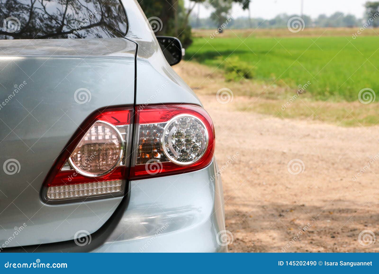 The Car`s Tail Lights in the Field Stock Photo Image of closeup