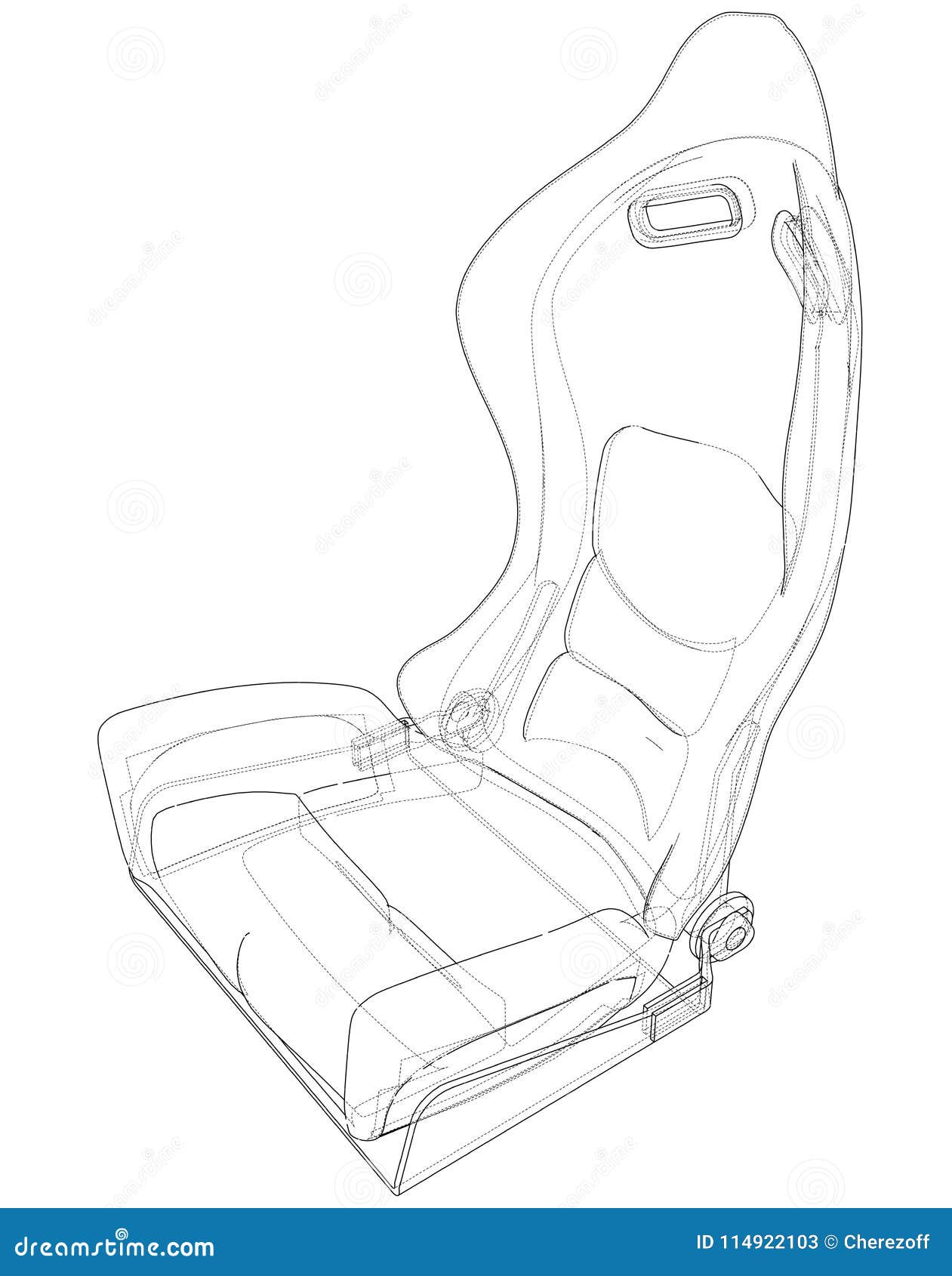 Car Seat Outlined Vector Rendering of 3d Stock Vector - Illustration of