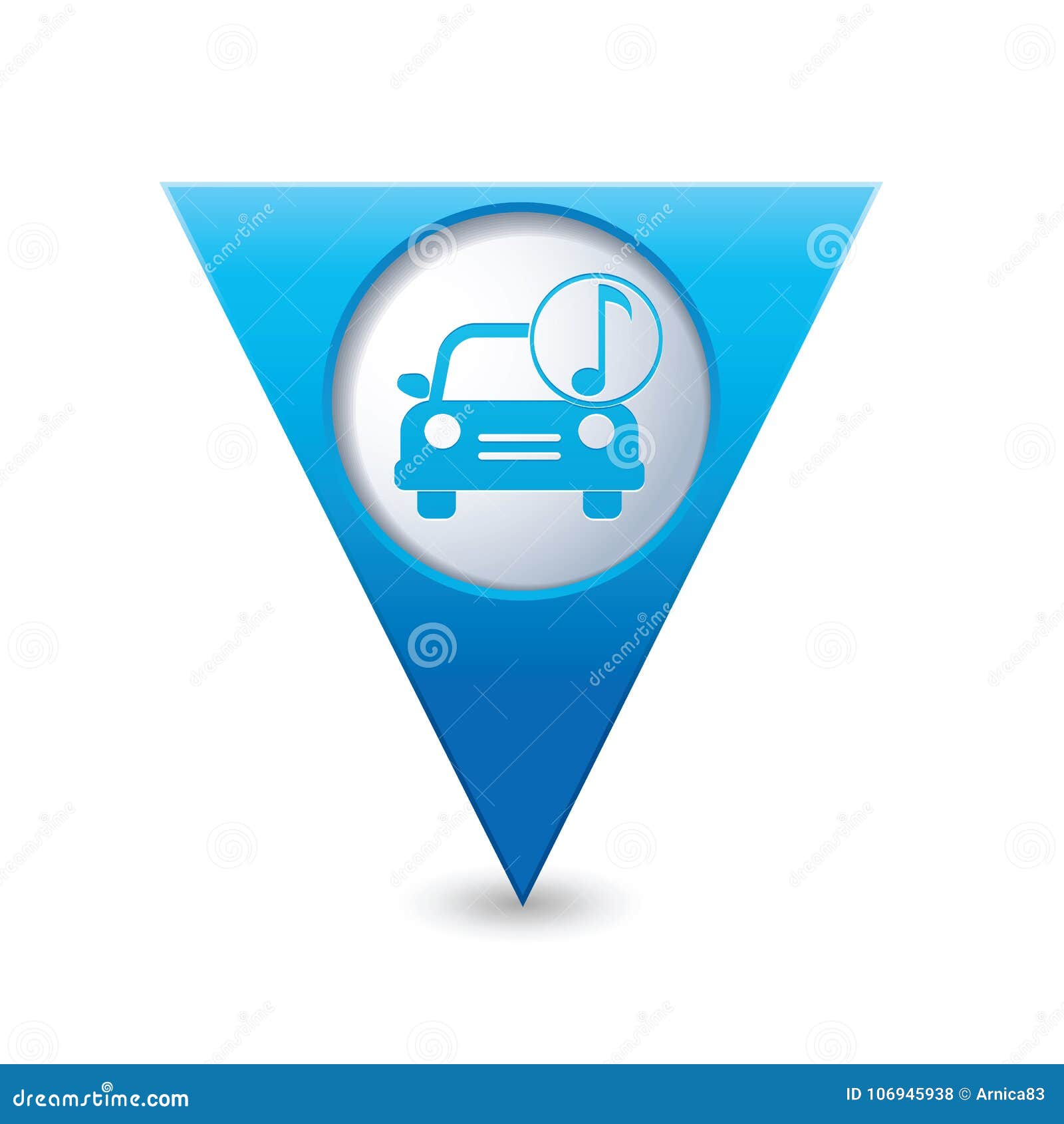 car service car with music icon on yellow map pointer stock vector