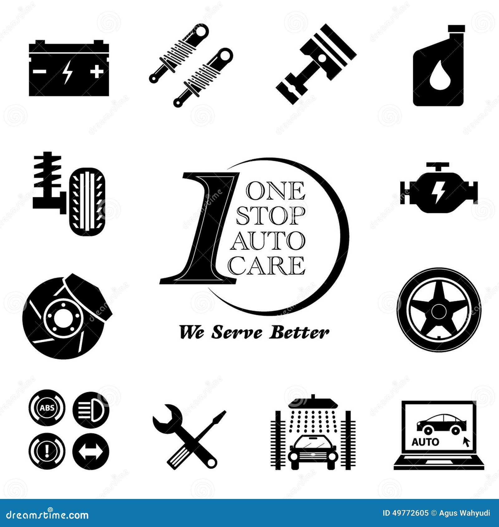 Car Service Maintenance Icon Set Stock Illustration - Illustration of ...