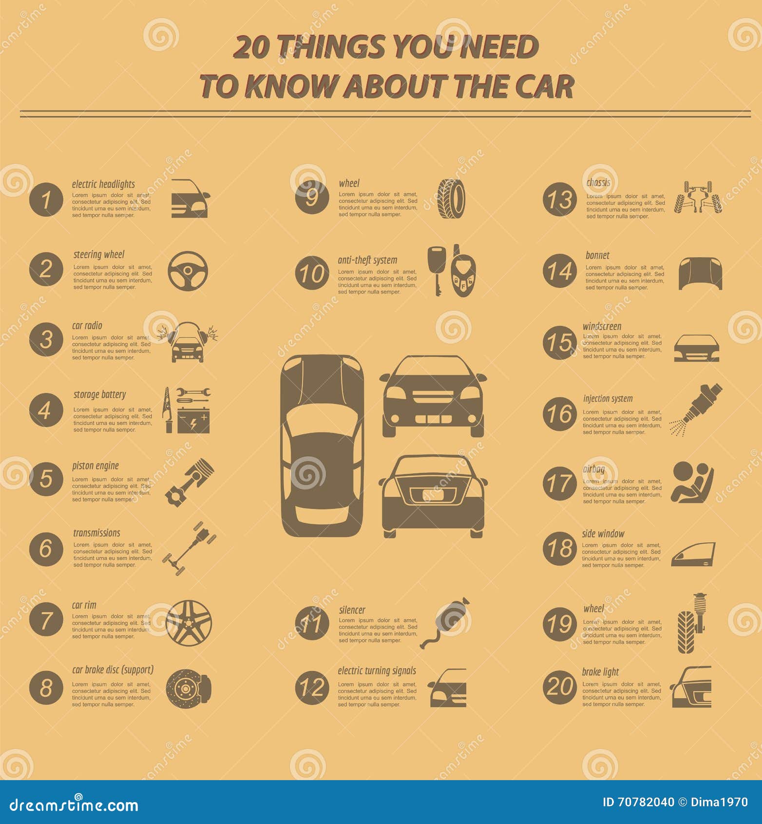 Car Service, Repair Infographics Stock Vector Illustration of engine