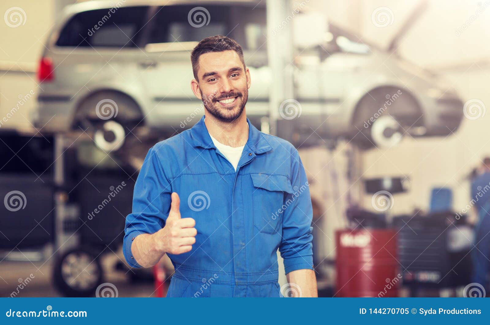 Happy Auto Mechanic Man Or Smith At Car Stock Image Image of