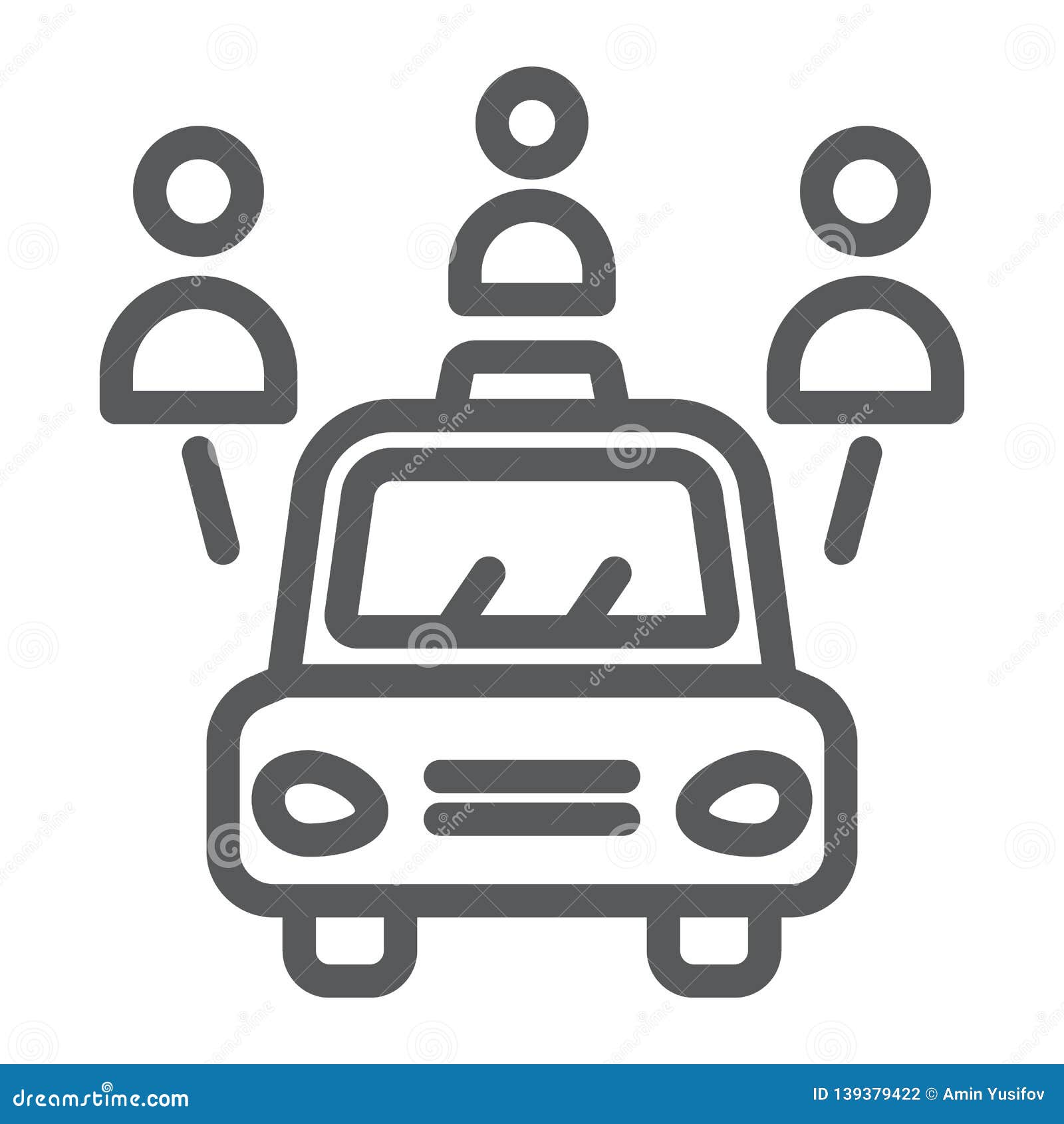 Car Sharing Line Icon, Auto and People, Automobile Sign, Vector ...