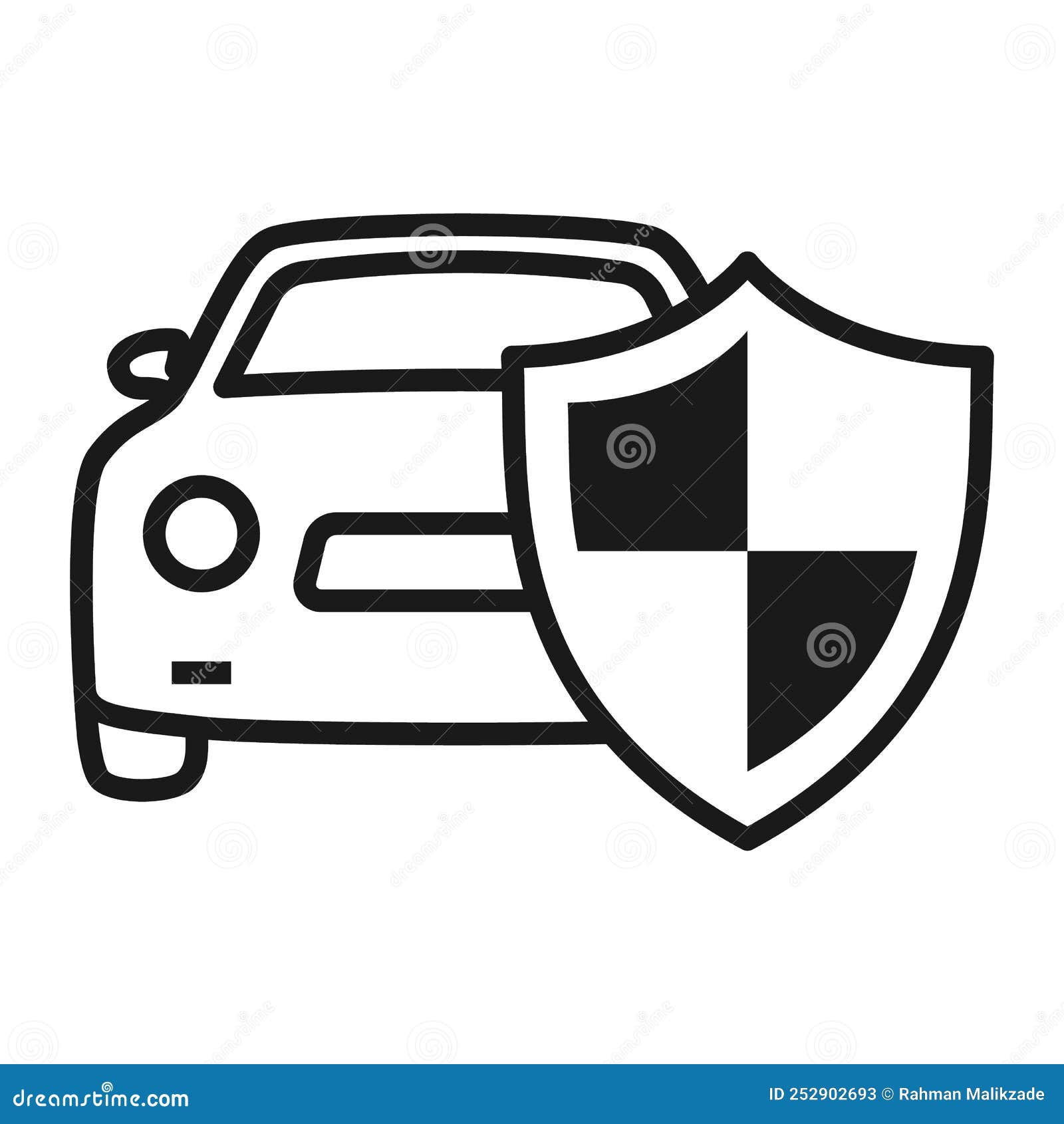Car Shield Icon, Transport Insurance Symbol. Linear Vector Illustration