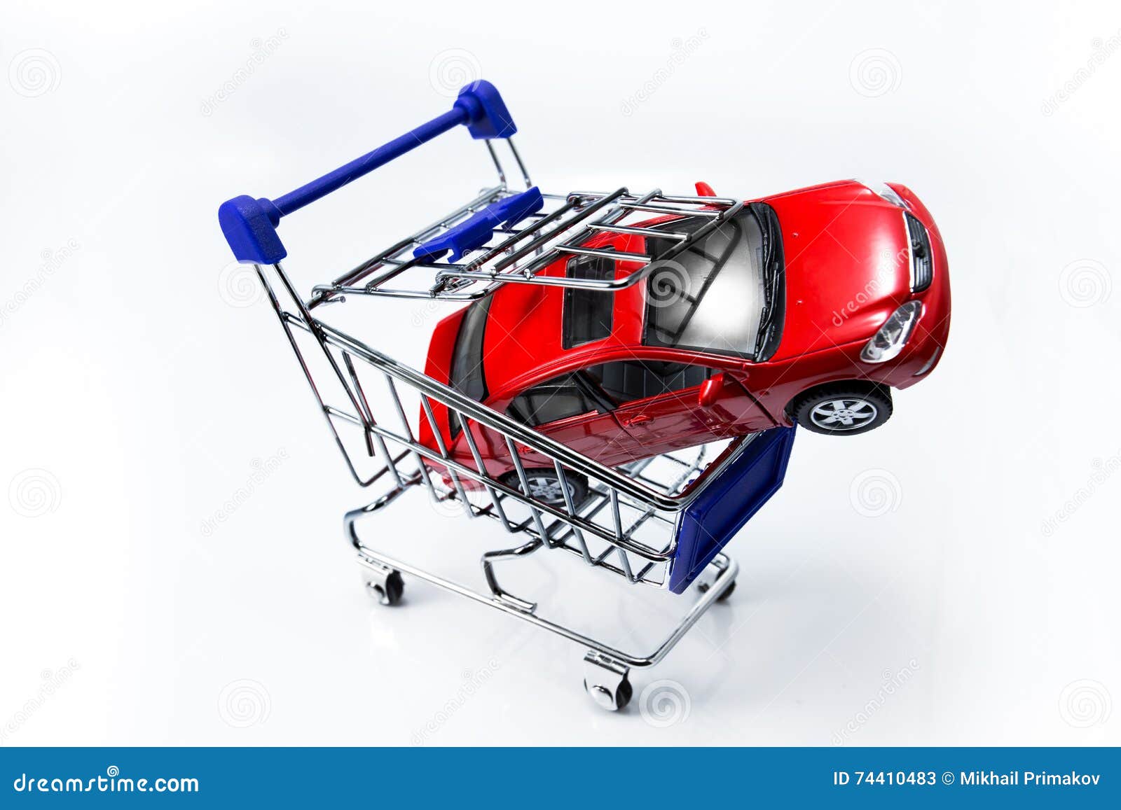 Car in shopping cart stock image. Image of motor, card 74410483
