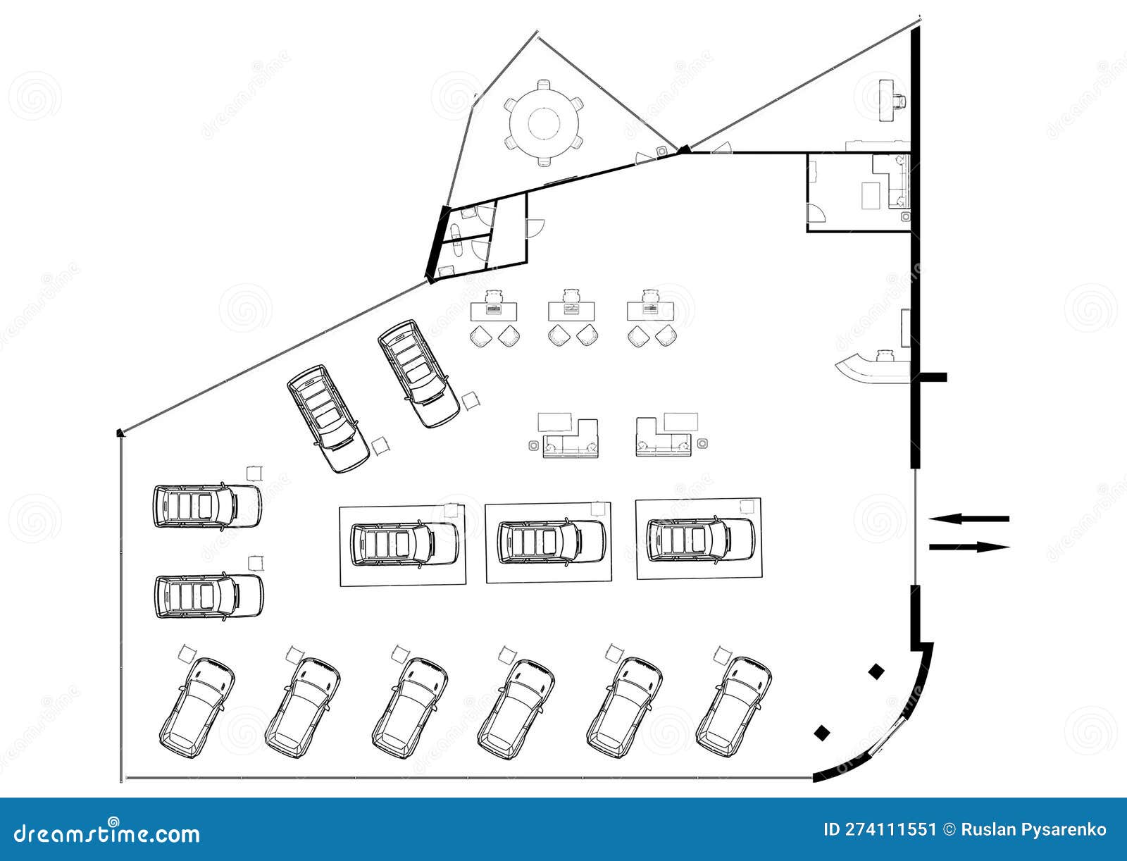 Car Showroom. Floor Plan of the Car Showroom Stock Illustration