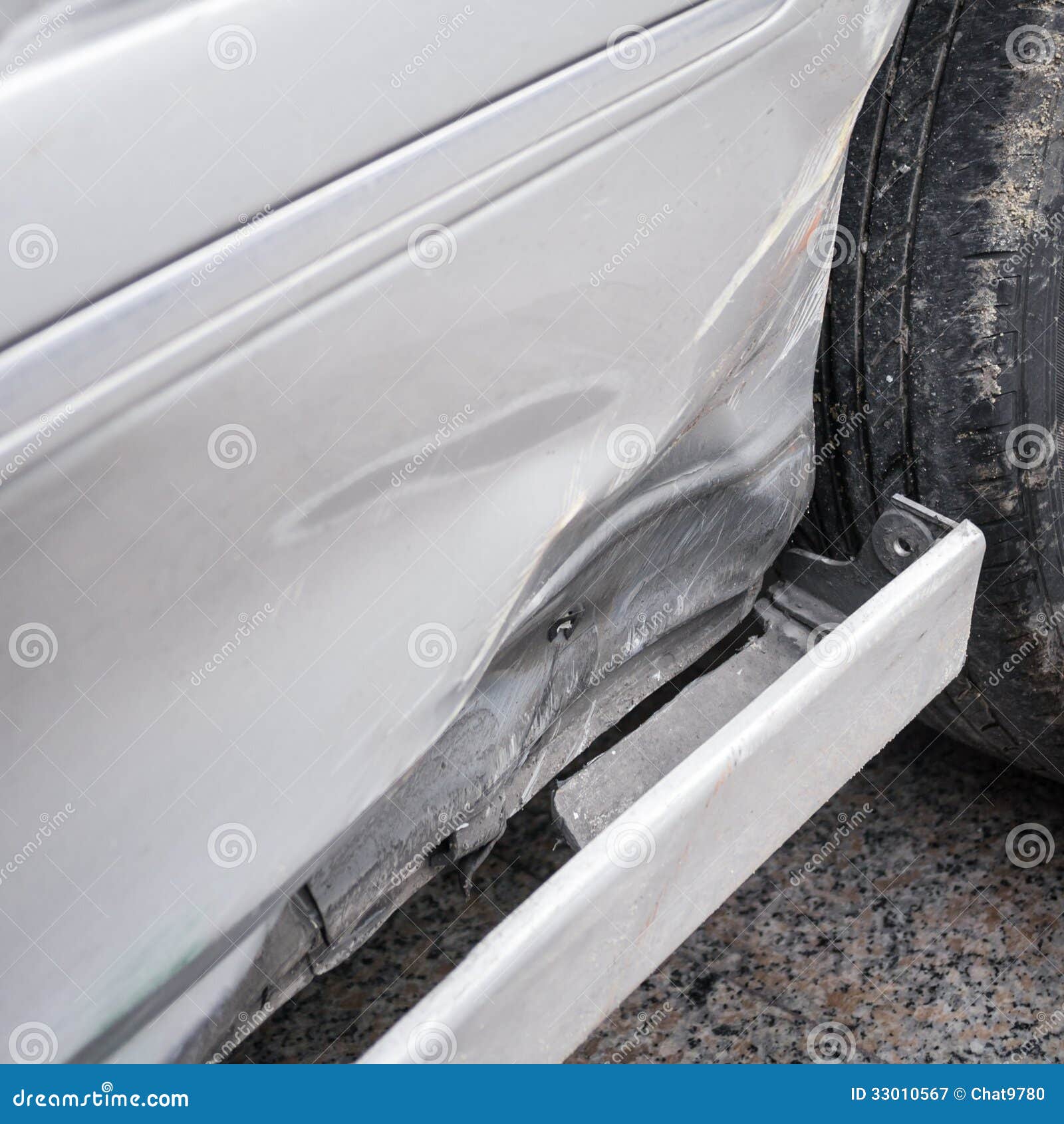 Car Skirt Damaged by Accident Stock Image Image of side, insurance