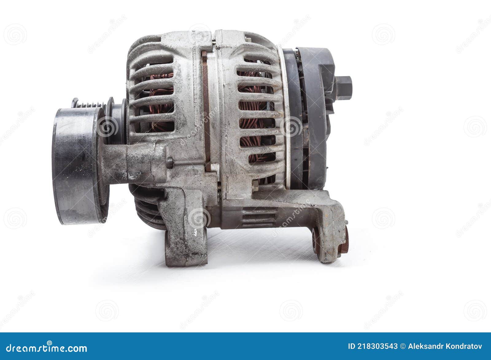 car spare part dc generator for charging the battery and providing electricity to the car`s on-board network on a white 