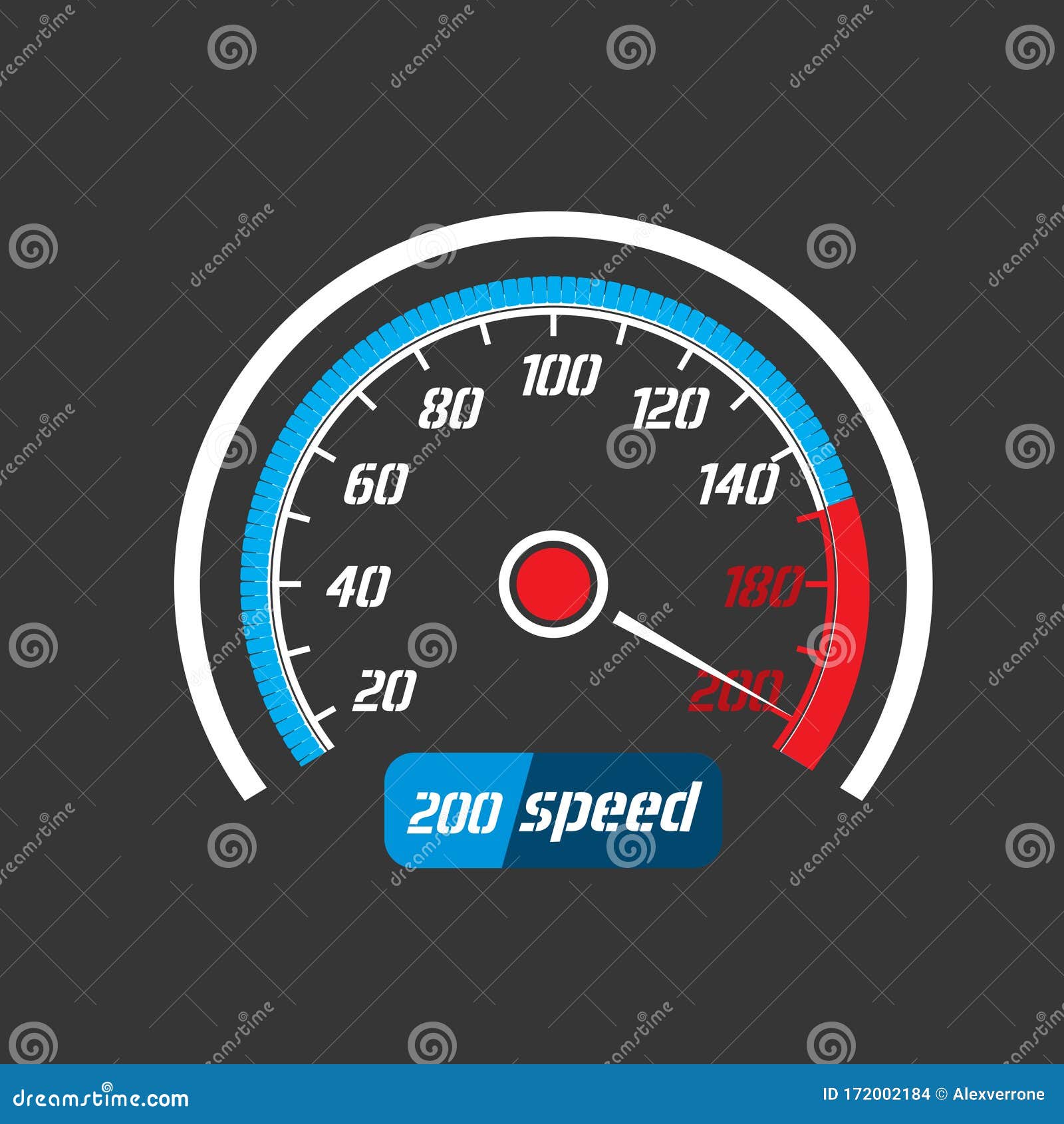 Car Speedometer, Acceleration of a Car To Maximum Speed. Vector